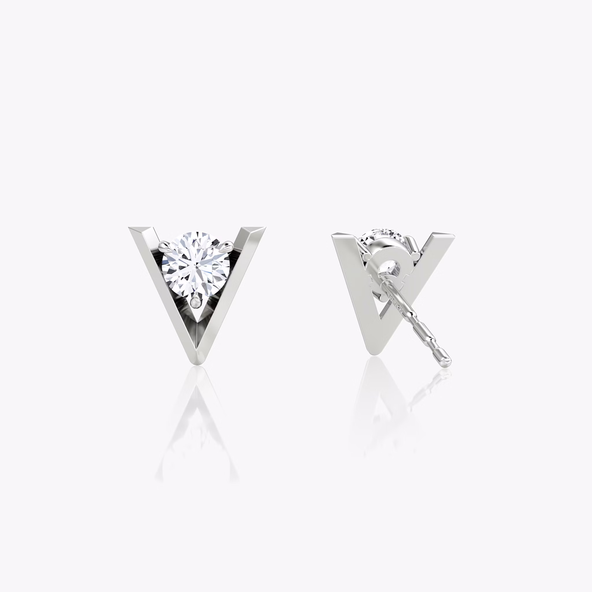 VRAI V Solitaire Studs | Round Brilliant | 14k | White Gold | caratWeight: 0.25ct