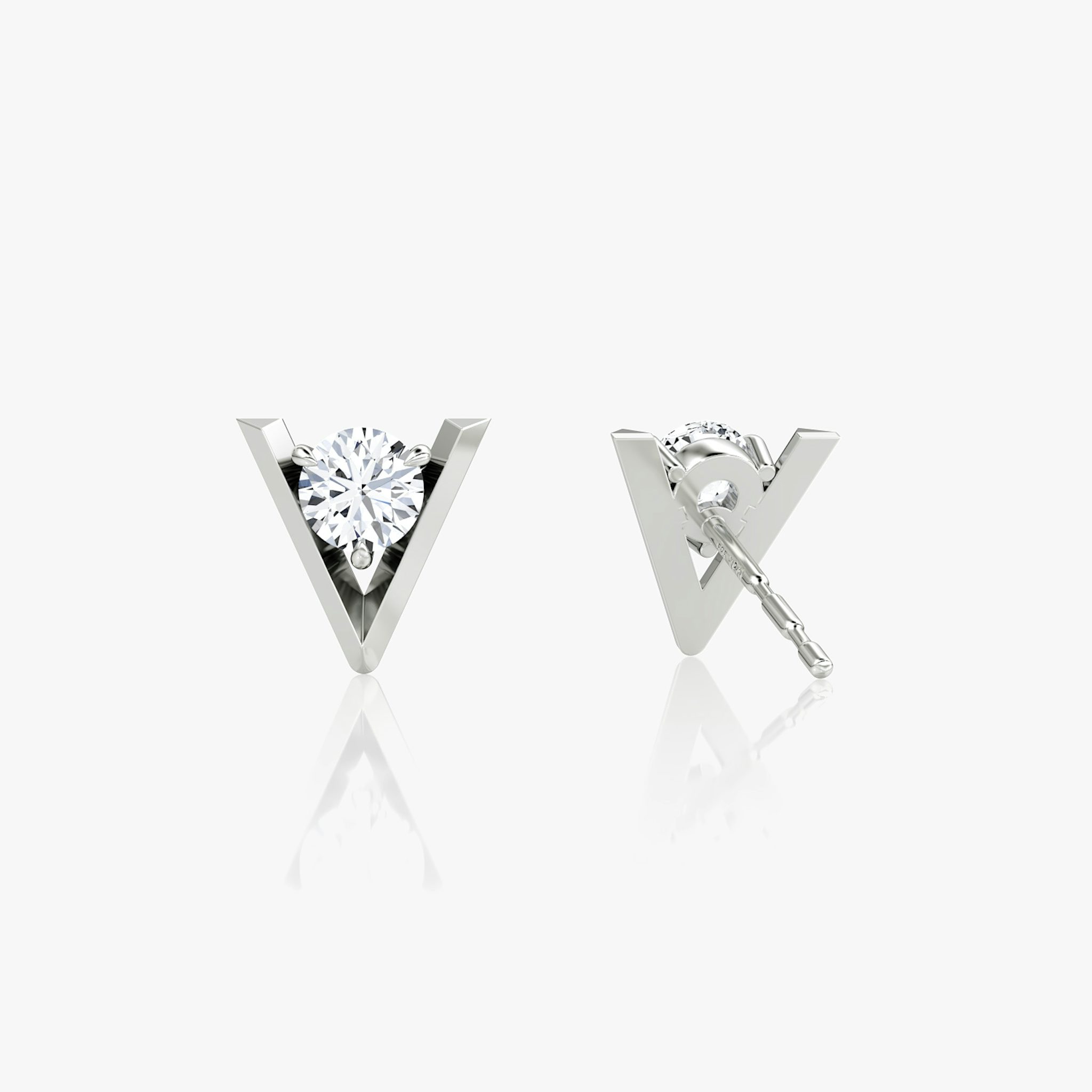 VRAI V Solitaire Studs | Round Brilliant | 14k | White Gold | caratWeight: 0.25ct