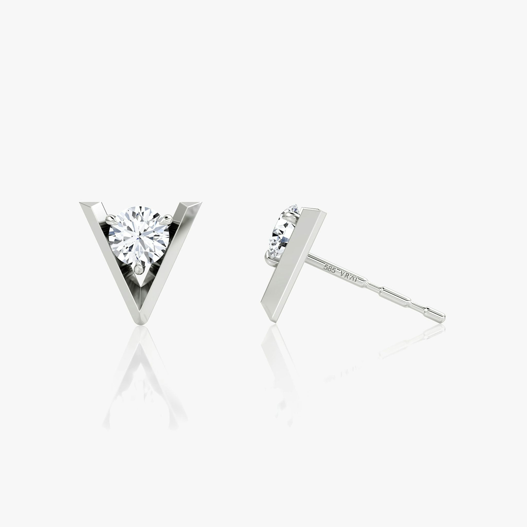 VRAI V Solitaire Studs | Round Brilliant | 14k | White Gold | caratWeight: 0.25ct