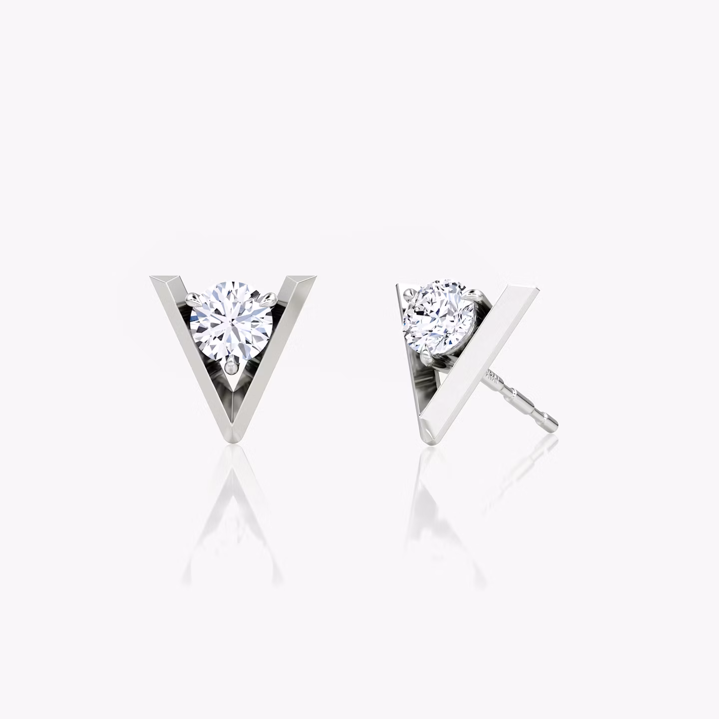 VRAI V Solitaire Studs Round Brilliant | Sterling Silver