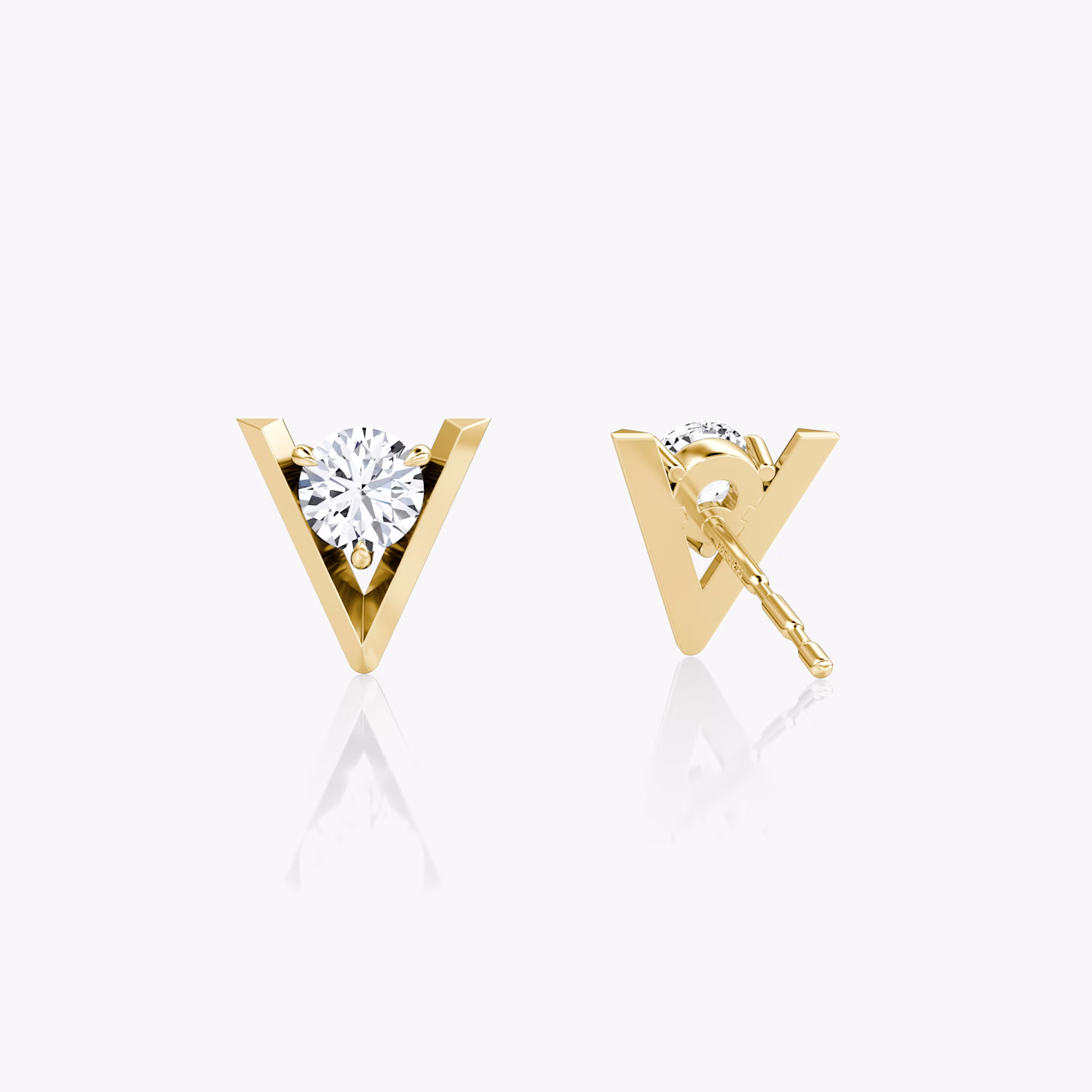 VRAI V Solitaire Studs | Round Brilliant | 14k | Yellow Gold | caratWeight: 0.25ct