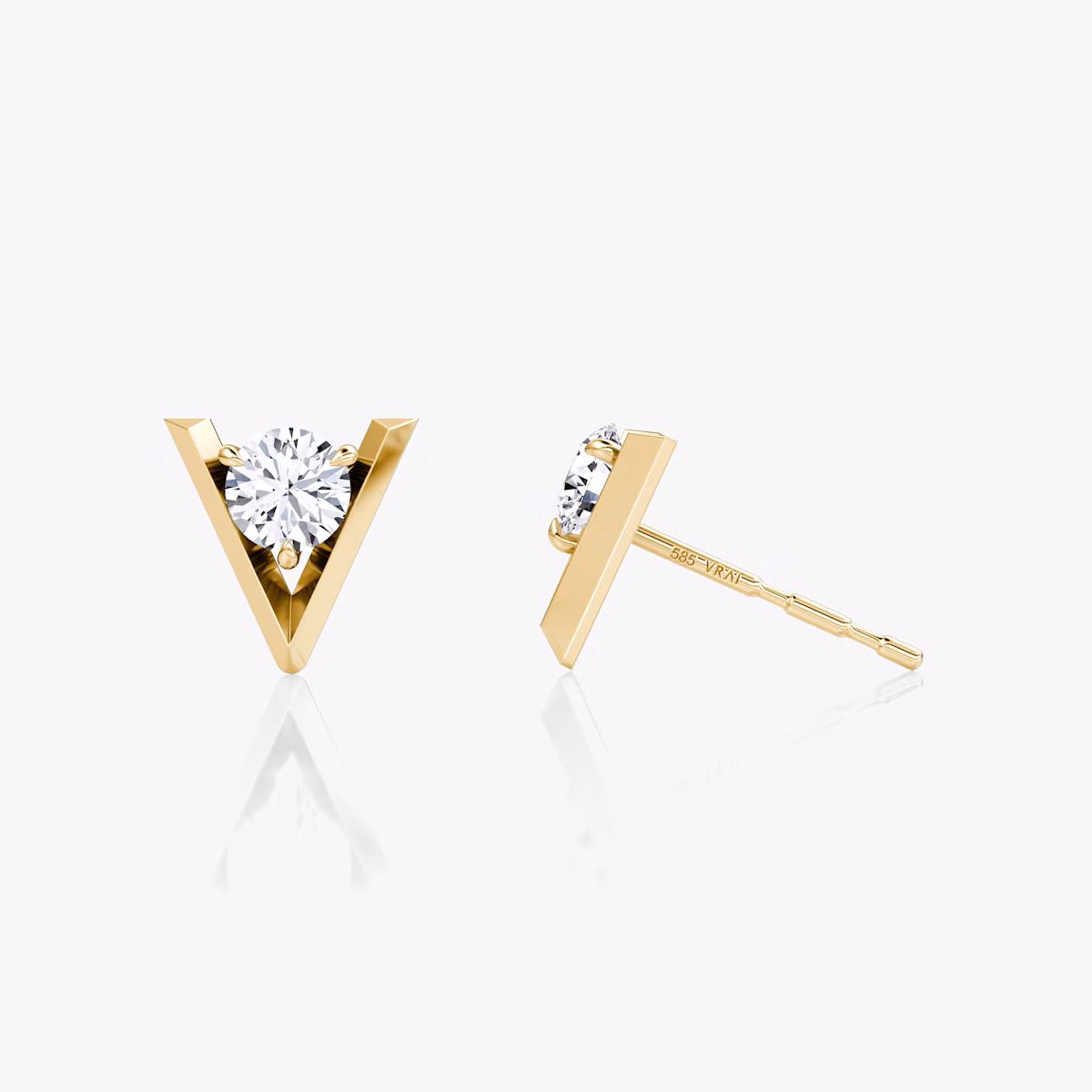 VRAI V Pendientes Solitario | Brillante | 14k | Oro amarillo | caratWeight: 0.25ct