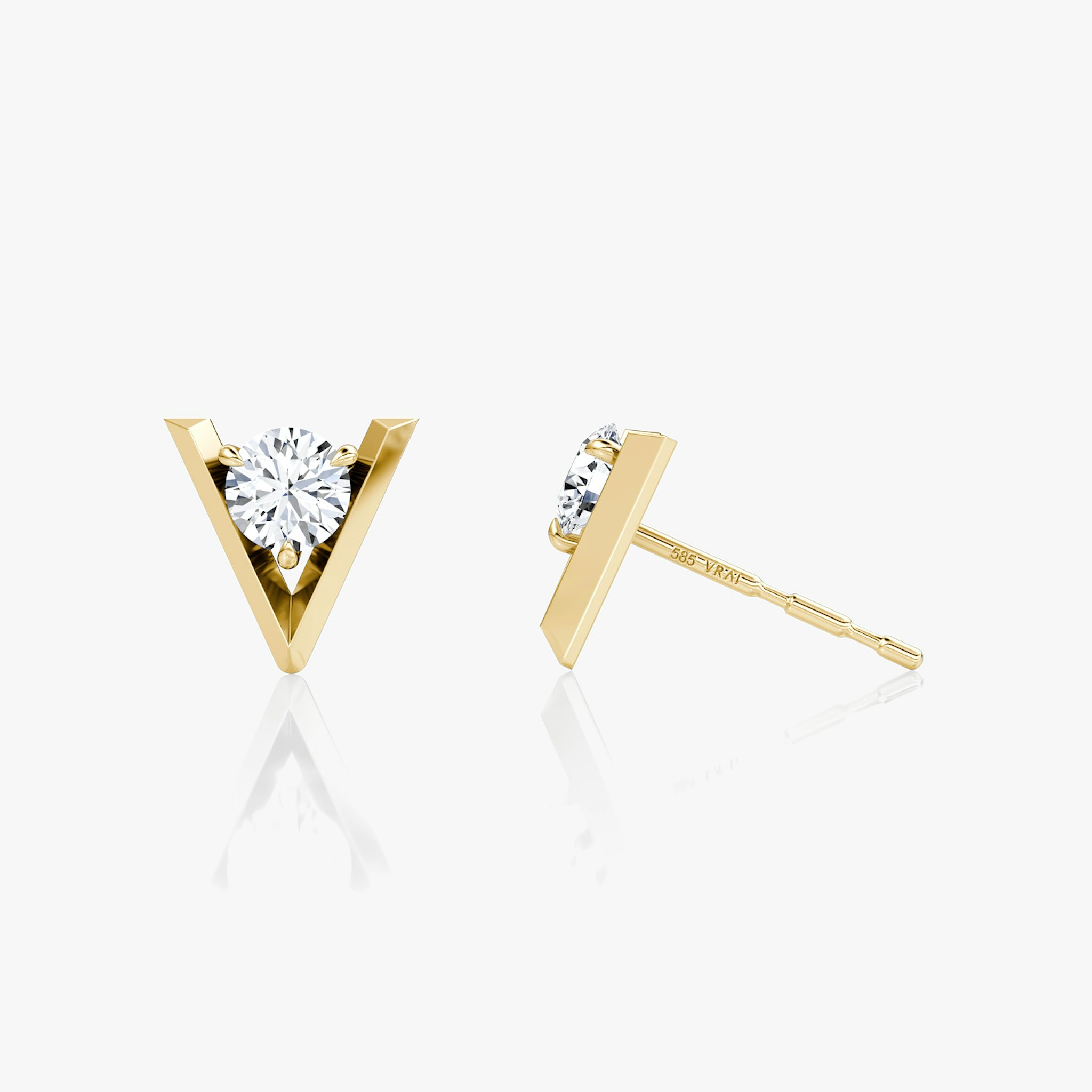 VRAI V Solitaire Studs | Round Brilliant | 14k | Yellow Gold | caratWeight: 0.25ct