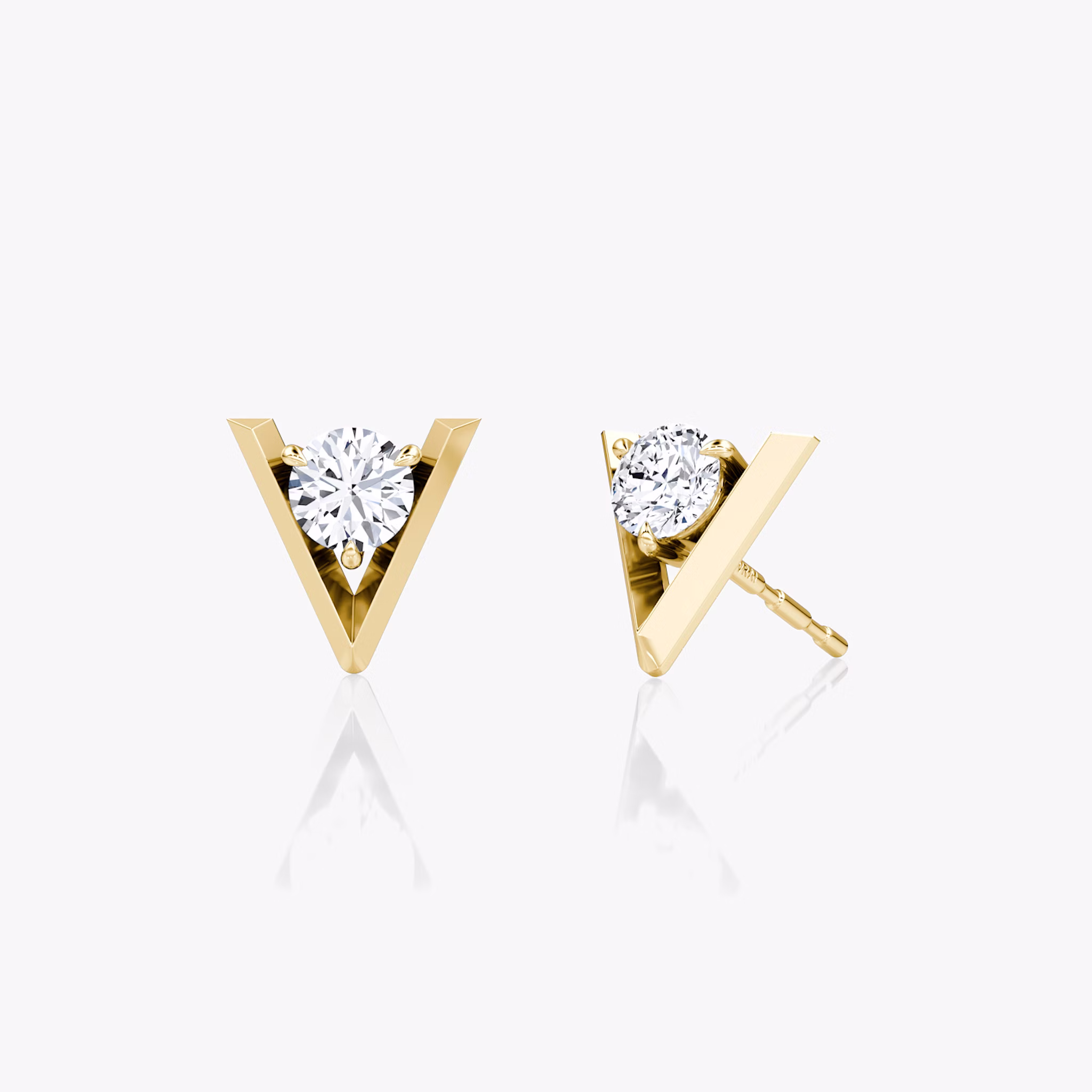 VRAI V Solitaire Studs | Round Brilliant | 14k | Yellow Gold | caratWeight: 0.25ct