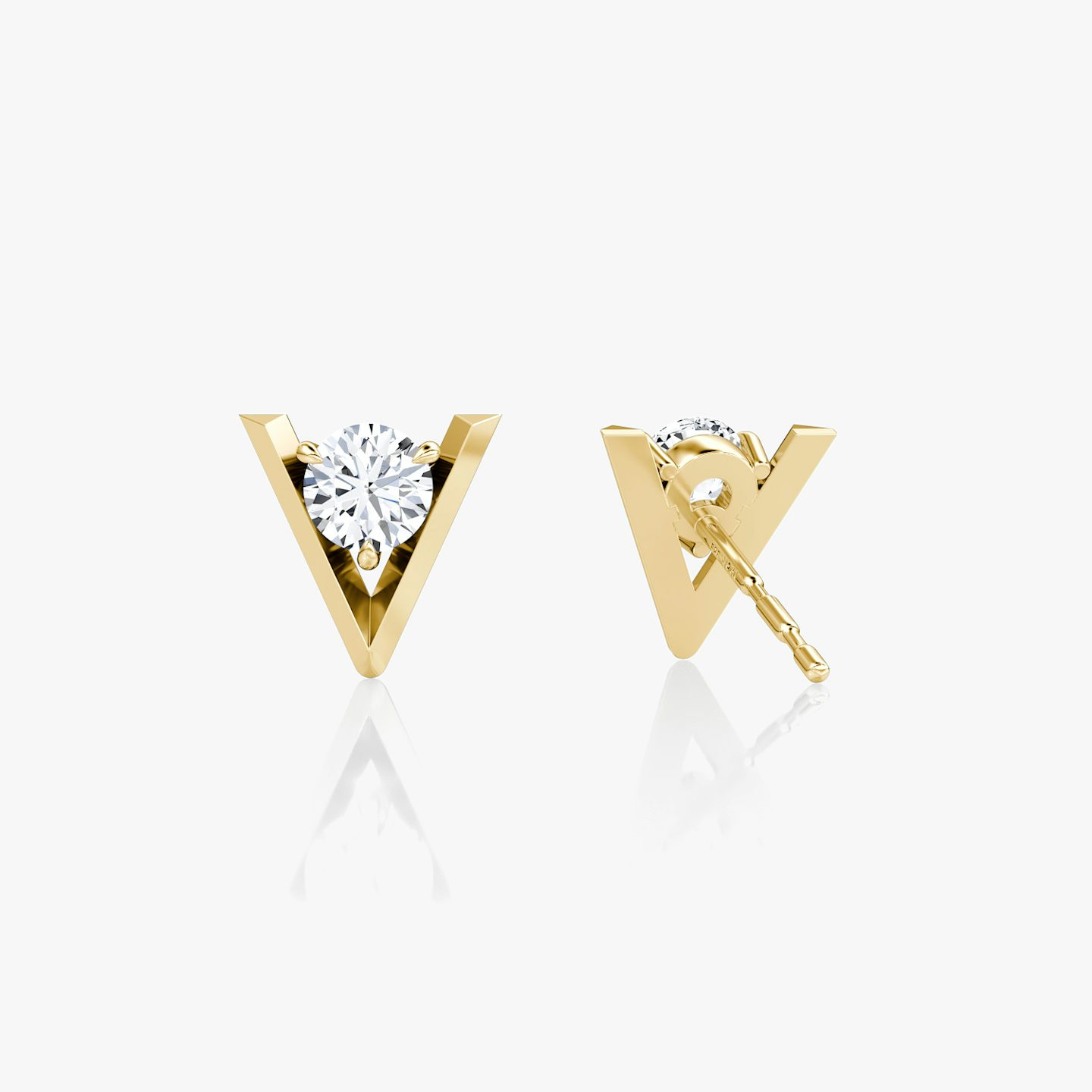 VRAI V Solitaire Studs | Round Brilliant | 14k | Yellow Gold | caratWeight: 0.50ct