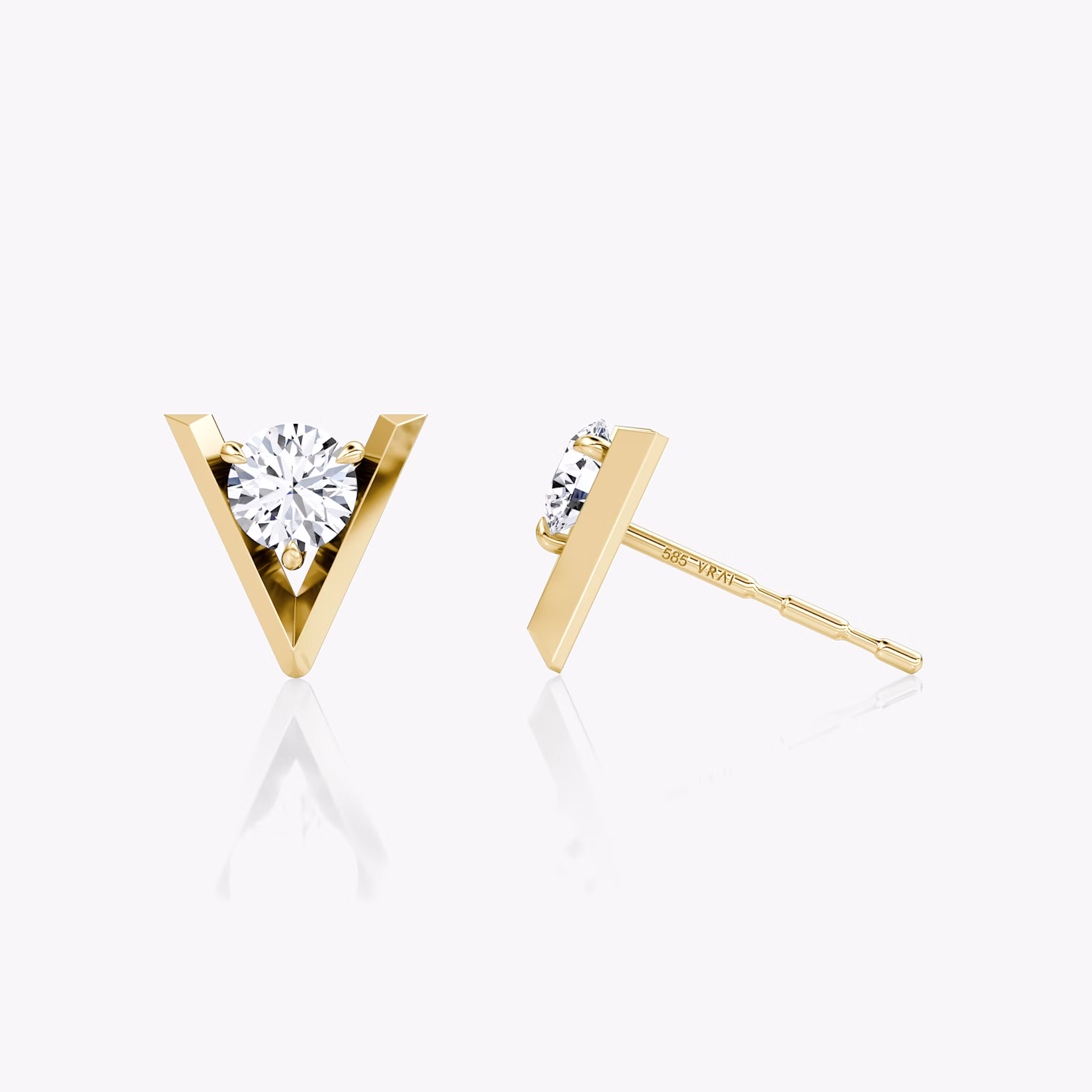 VRAI V Solitaire Studs | Round Brilliant | 14k | Yellow Gold | caratWeight: 0.50ct