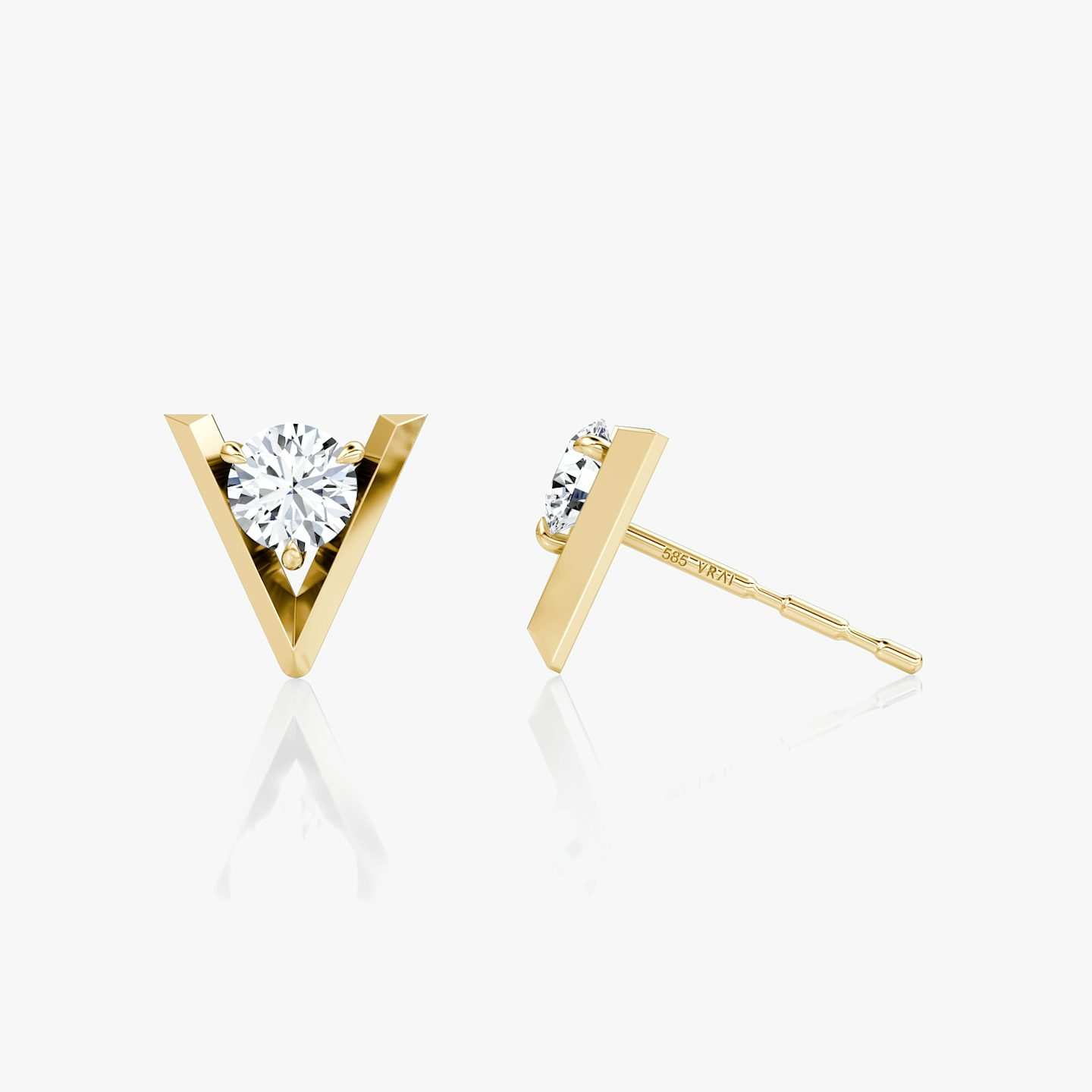 VRAI V Solitaire Studs | Round Brilliant | 14k | Yellow Gold | caratWeight: 0.50ct