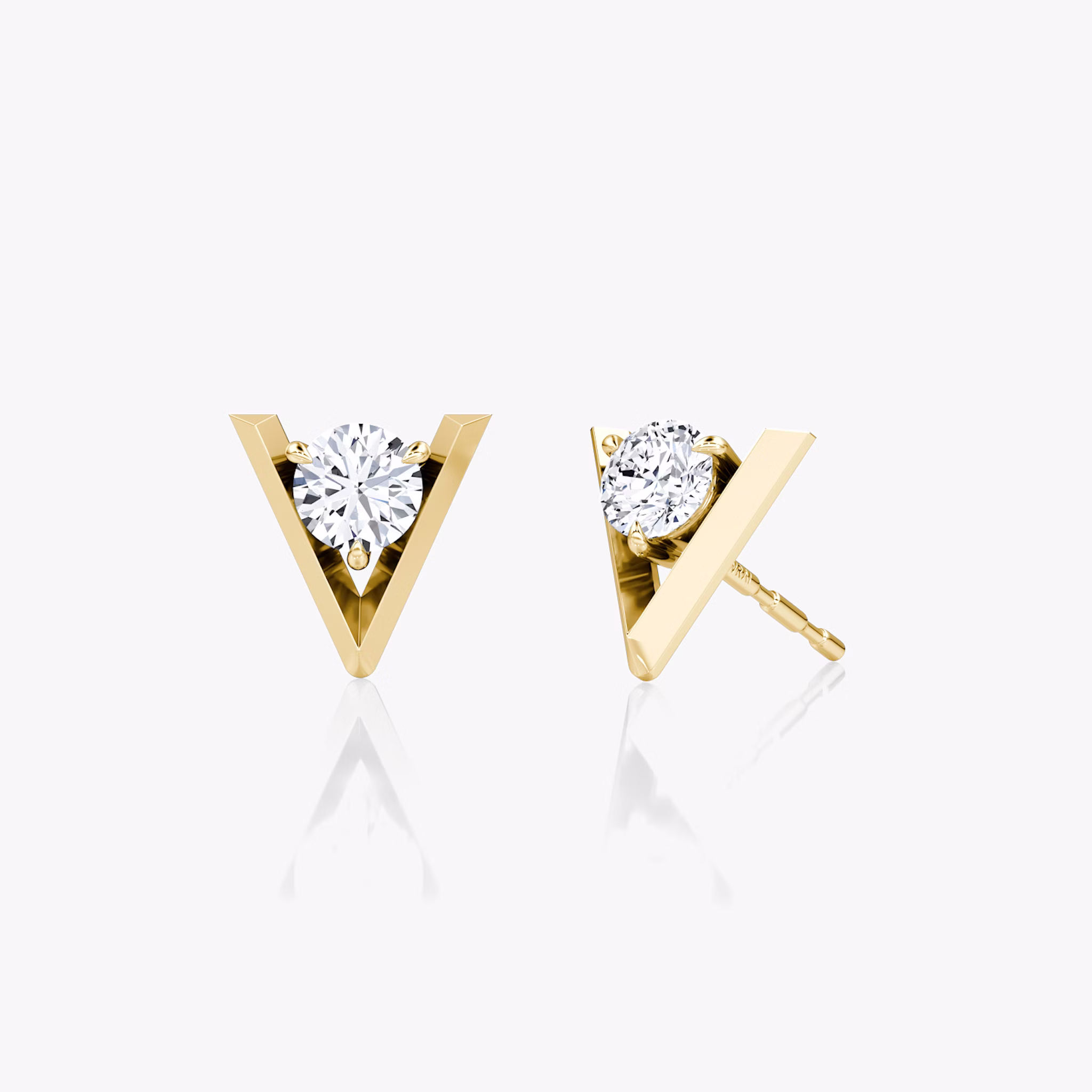 VRAI V Solitaire Studs | Round Brilliant | 14k | Yellow Gold | caratWeight: 0.50ct