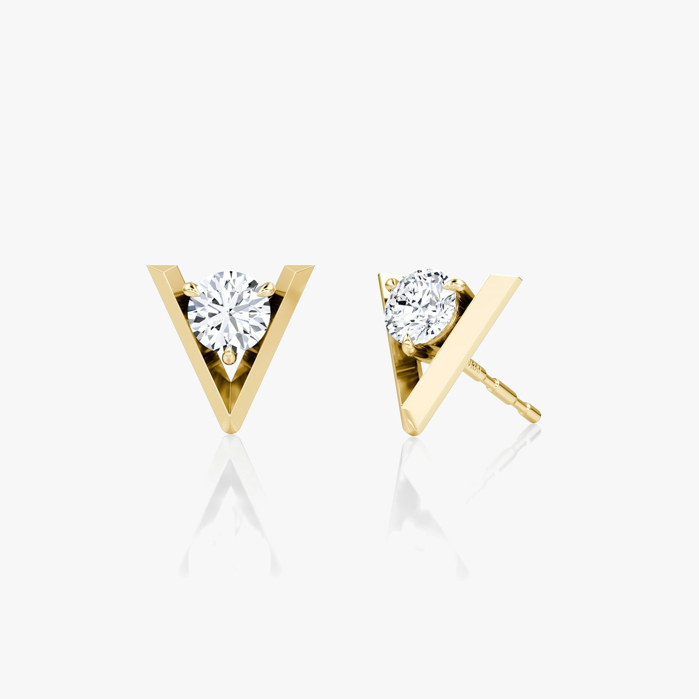 VRAI V Solitaire Studs | Round Brilliant | 14k | Yellow Gold | caratWeight: 0.50ct