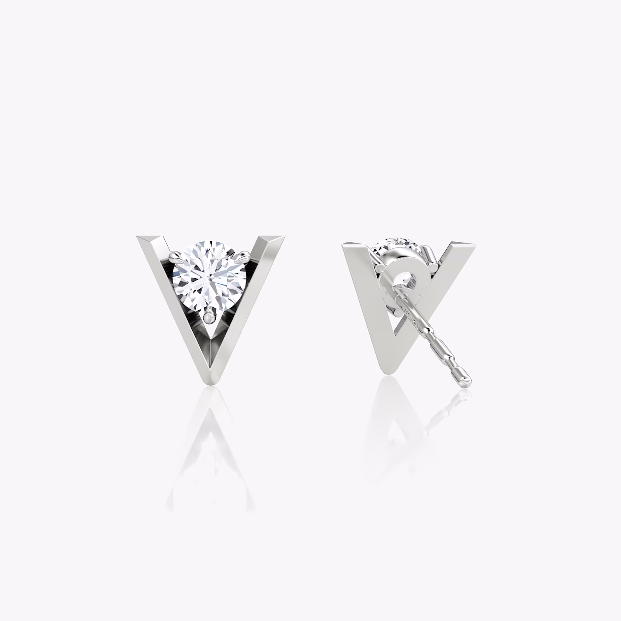 VRAI V Solitaire Studs | Round Brilliant | 14k | White Gold | caratWeight: 0.50ct