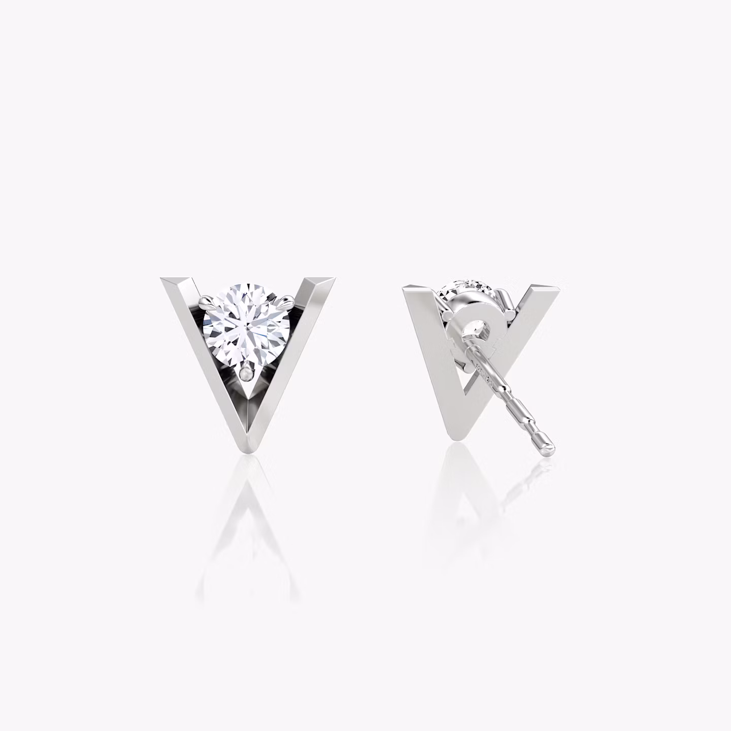 VRAI V Solitaire Studs | Round Brilliant | 14k | White Gold | caratWeight: 0.50ct