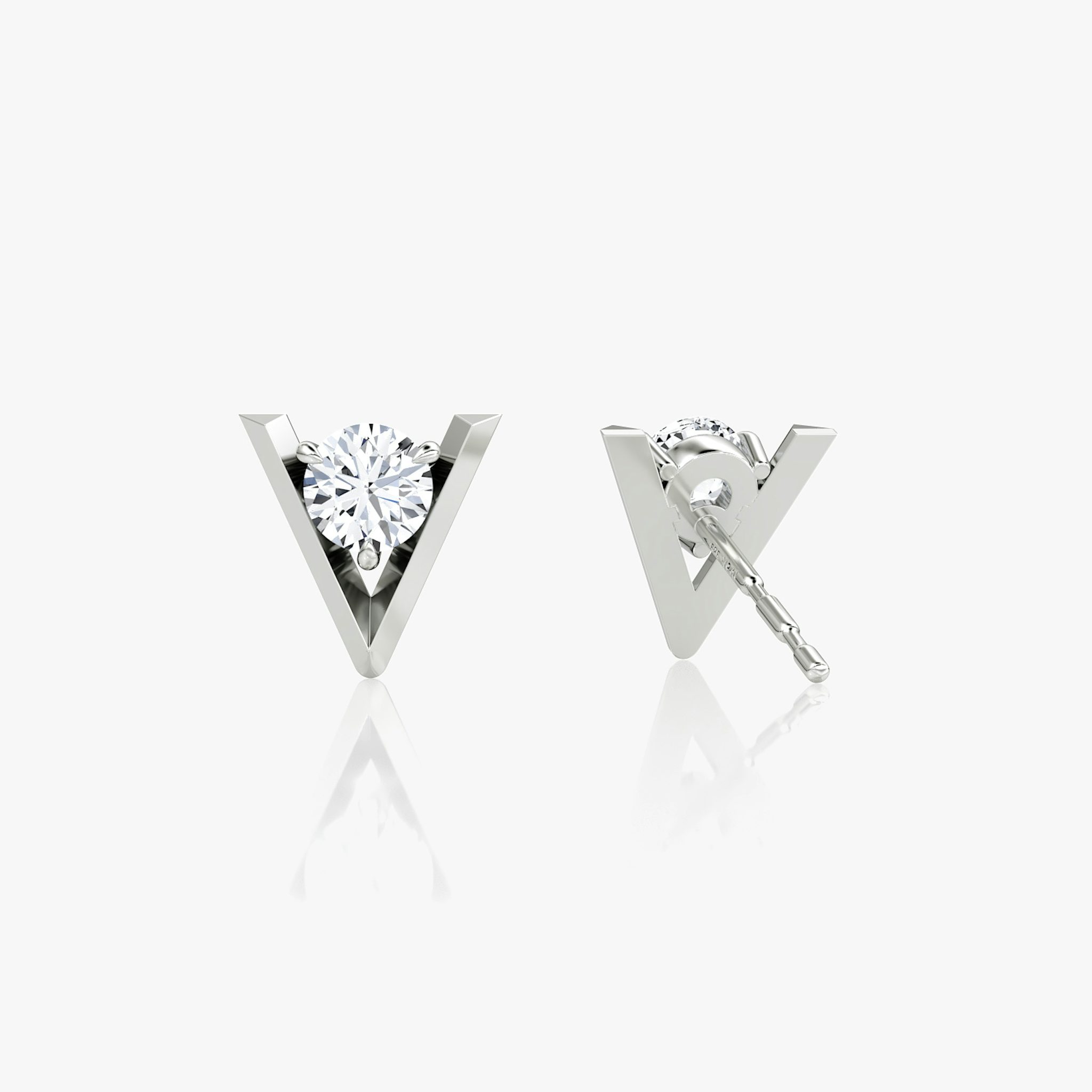 VRAI V Solitaire Studs | Round Brilliant | 14k | White Gold | caratWeight: 0.50ct