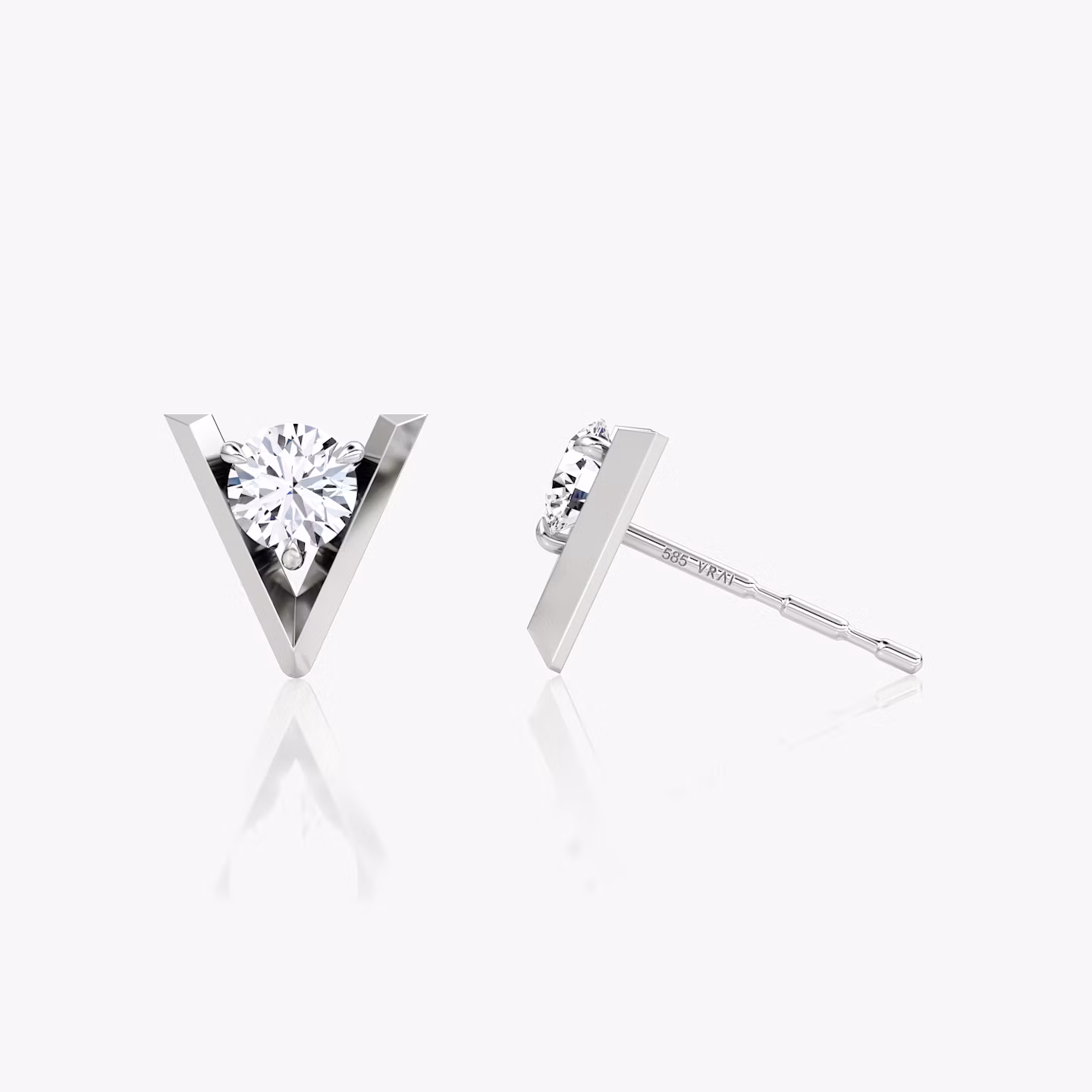 VRAI V Solitaire Studs | Round Brilliant | 14k | White Gold | caratWeight: 0.50ct