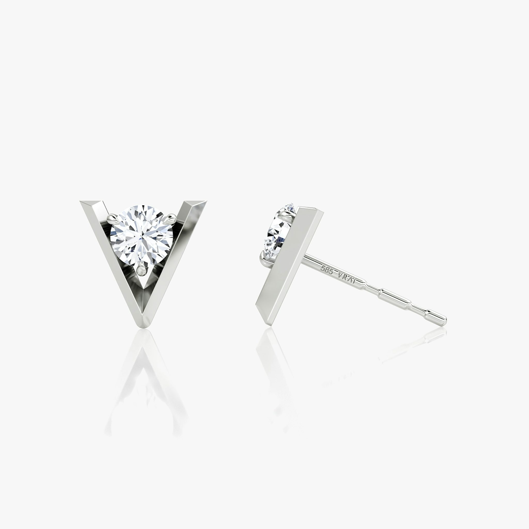 VRAI V Solitaire Studs | Round Brilliant | 14k | White Gold | caratWeight: 0.50ct