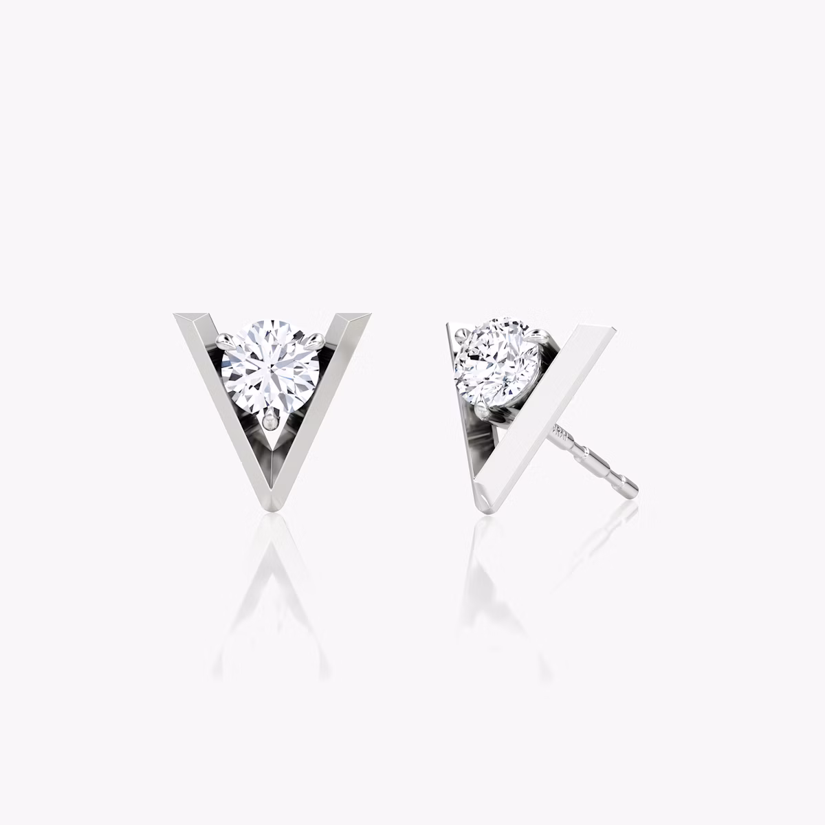 VRAI V Pendientes Solitario | Brillante | 14k | Oro blanco | caratWeight: 0.50ct