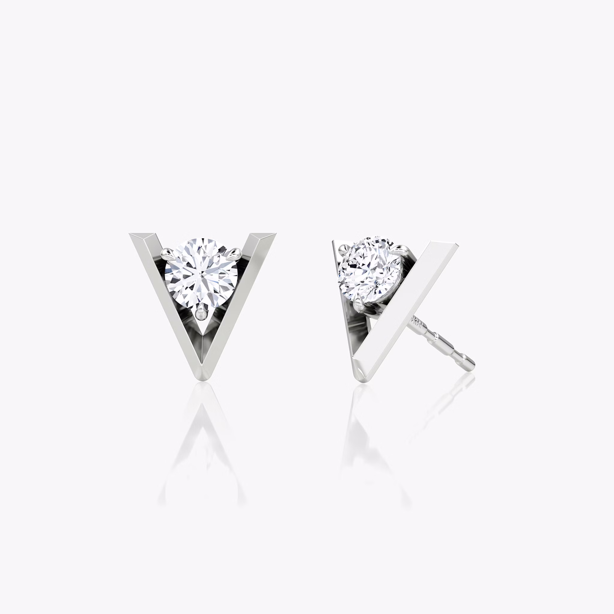 VRAI V Solitaire Studs | Round Brilliant | 14k | White Gold | caratWeight: 0.50ct