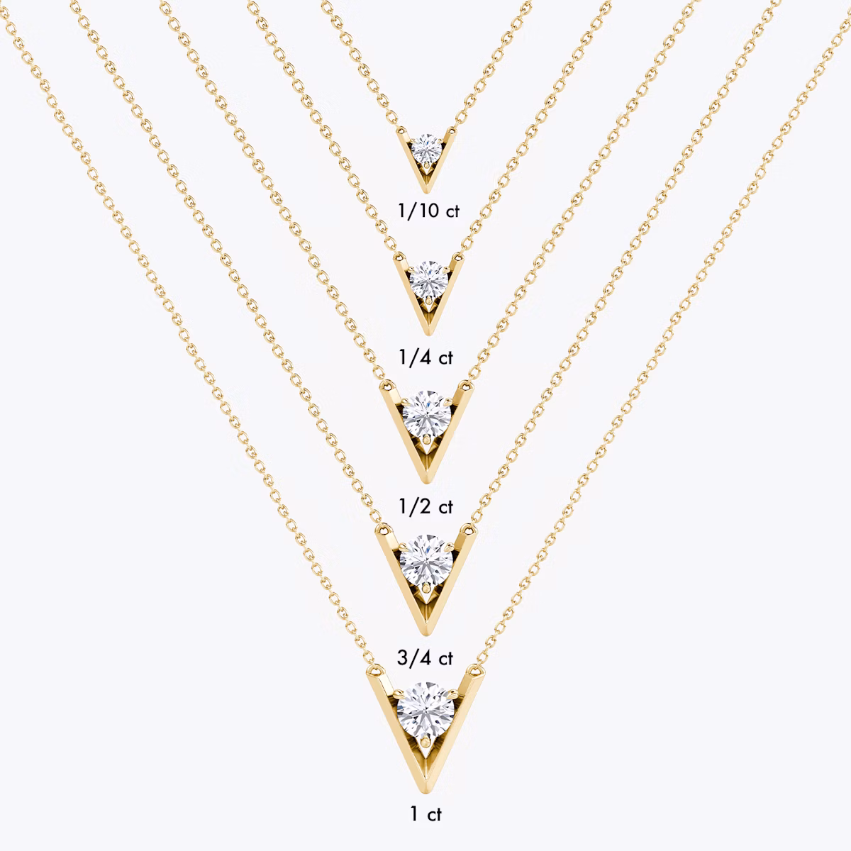 VRAI V Solitaire Necklace | Round Brilliant | 14k | Yellow Gold | caratWeight: 0.10ct