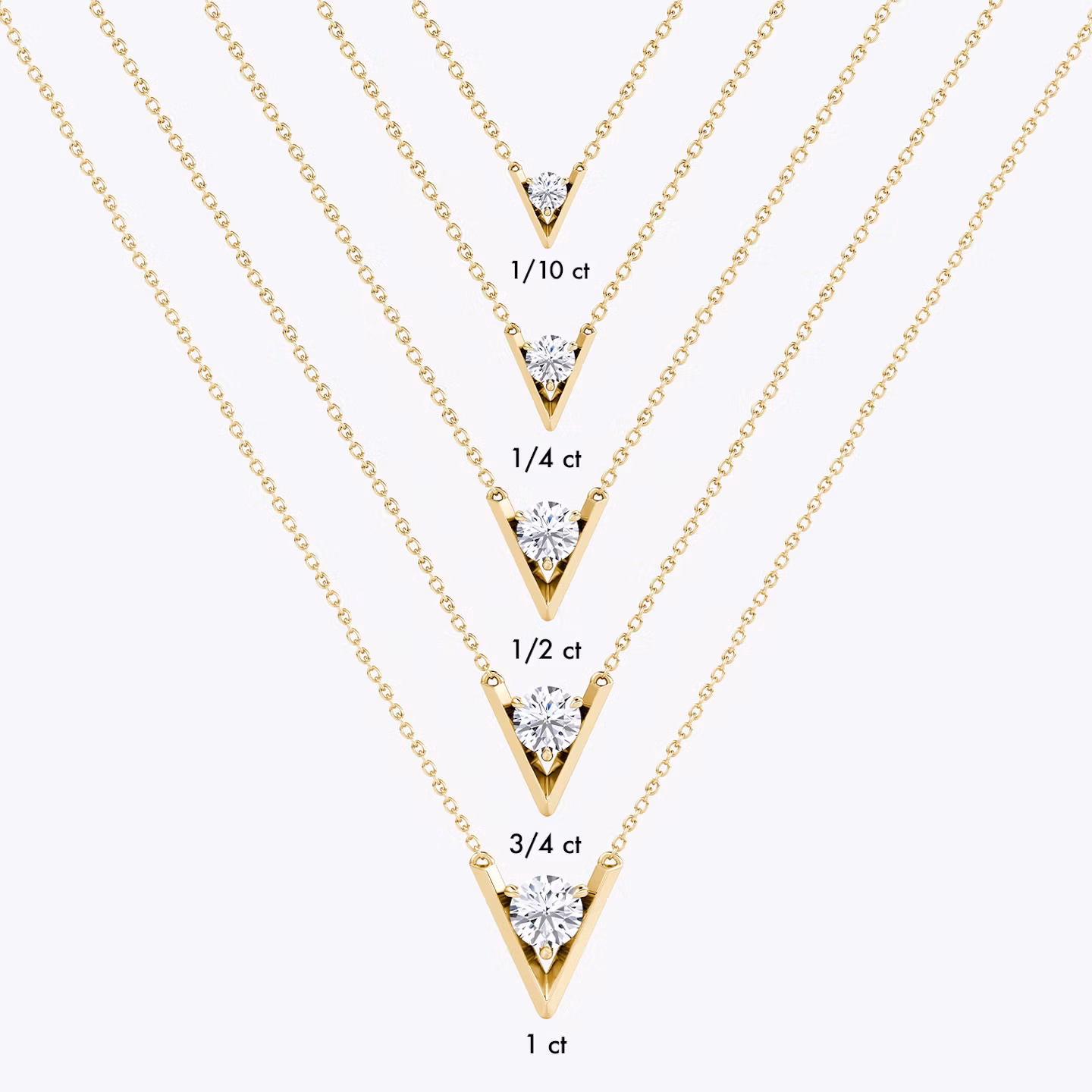 VRAI V Solitaire Necklace | Round Brilliant | 14k | Yellow Gold | caratWeight: 0.10ct