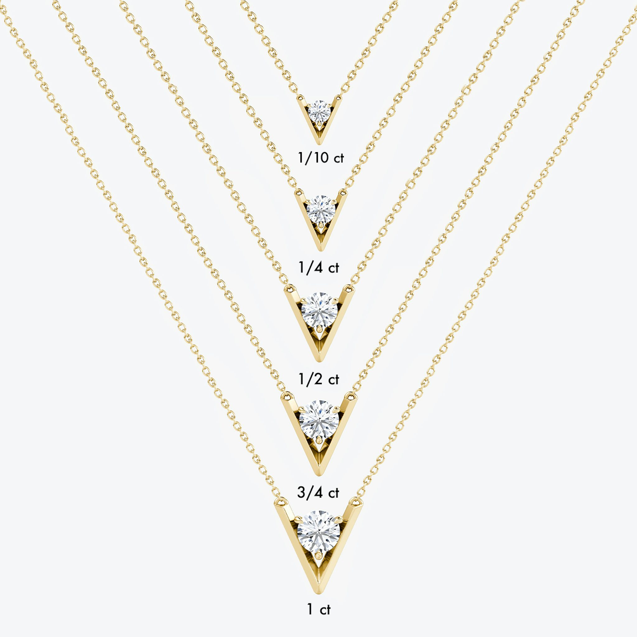 VRAI V Solitaire Necklace | Round Brilliant | 14k | Yellow Gold | caratWeight: 0.10ct