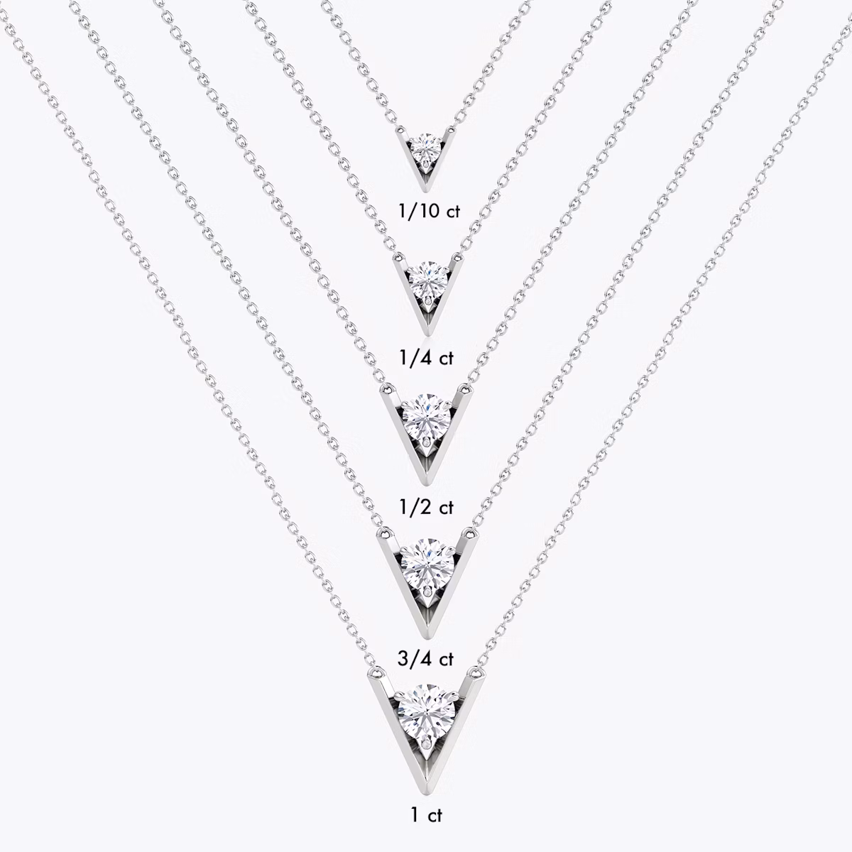 VRAI V Solitaire Necklace | Round Brilliant | 14k | White Gold | caratWeight: 0.50ct