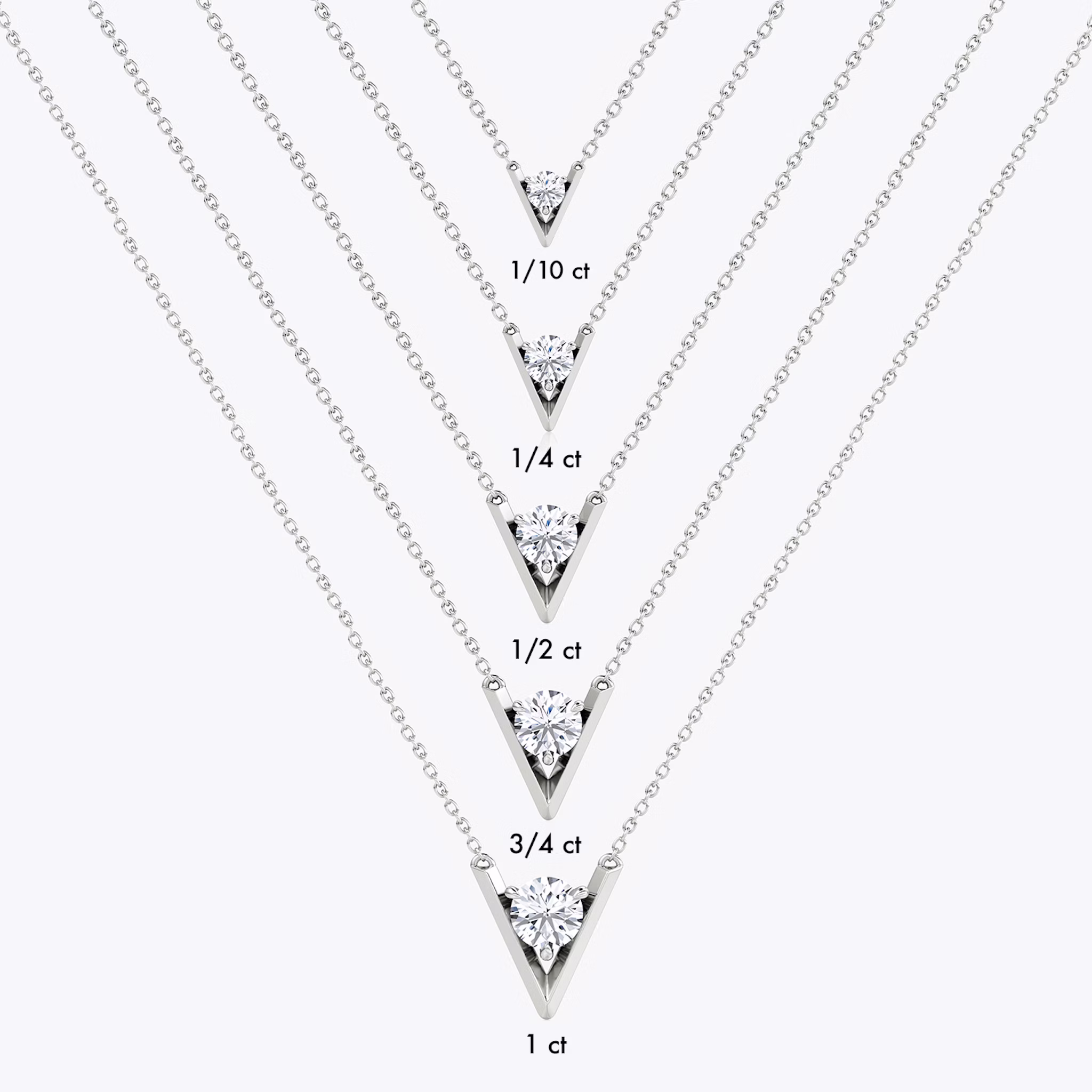 VRAI V Solitaire Necklace | Round Brilliant | 14k | White Gold | caratWeight: 0.10ct