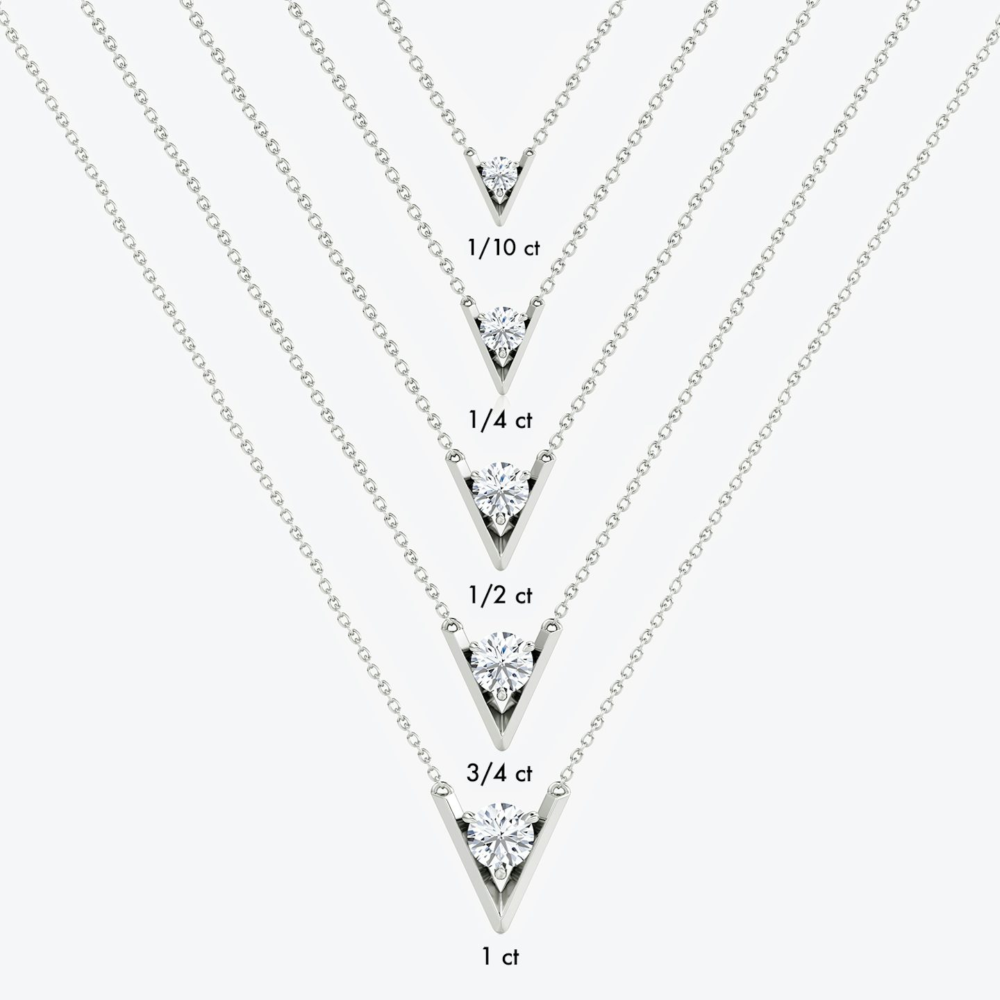 VRAI V Solitaire Necklace | Round Brilliant | 14k | White Gold | caratWeight: 0.25ct