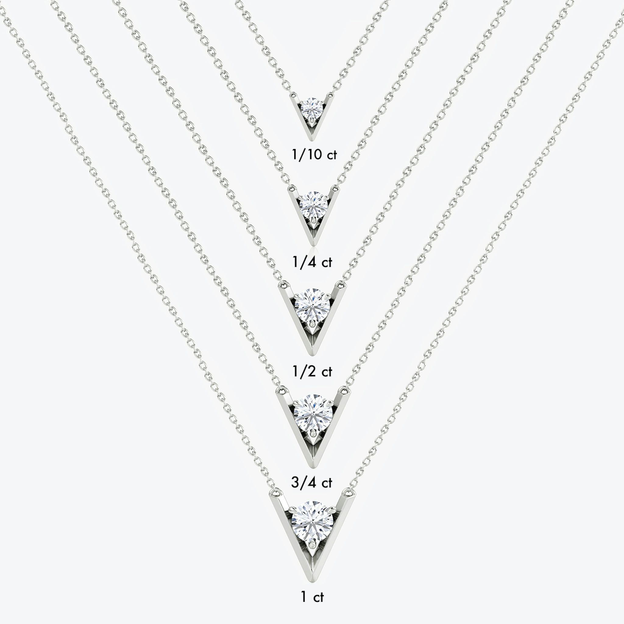 VRAI V Solitaire Necklace | Round Brilliant | 14k | White Gold | caratWeight: 0.10ct