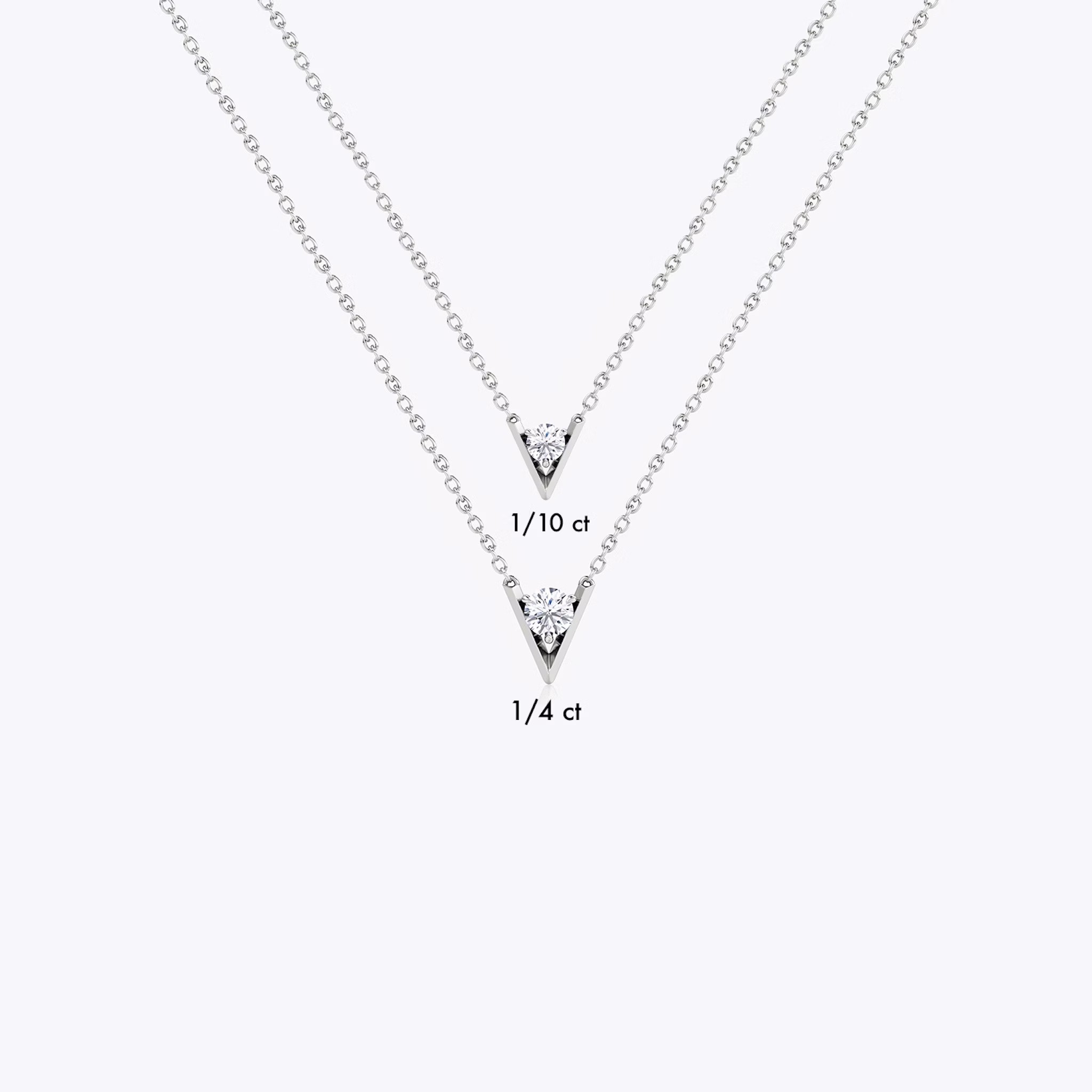 VRAI V Solitaire Necklace | Round Brilliant | Sterling Silver | caratWeight: 0.10ct