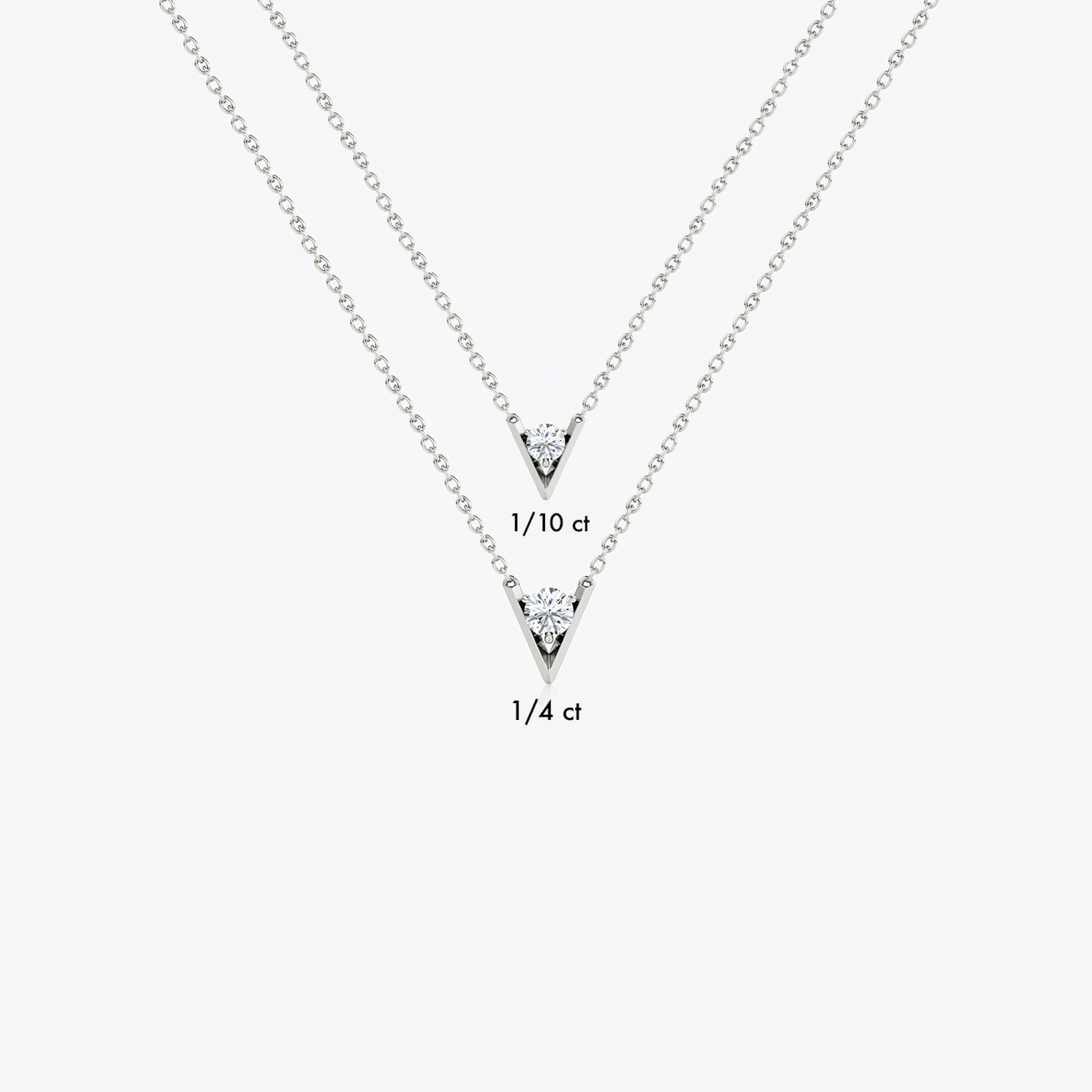VRAI V Solitaire Necklace | Round Brilliant | Sterling Silver | caratWeight: 0.10ct