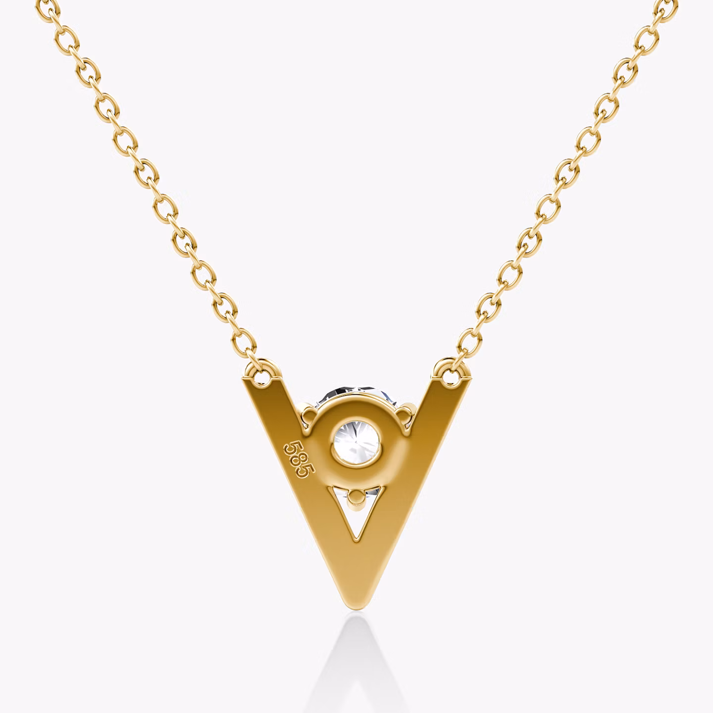 VRAI V Solitaire Necklace | Round Brilliant | 14k | Yellow Gold | caratWeight: 0.75ct