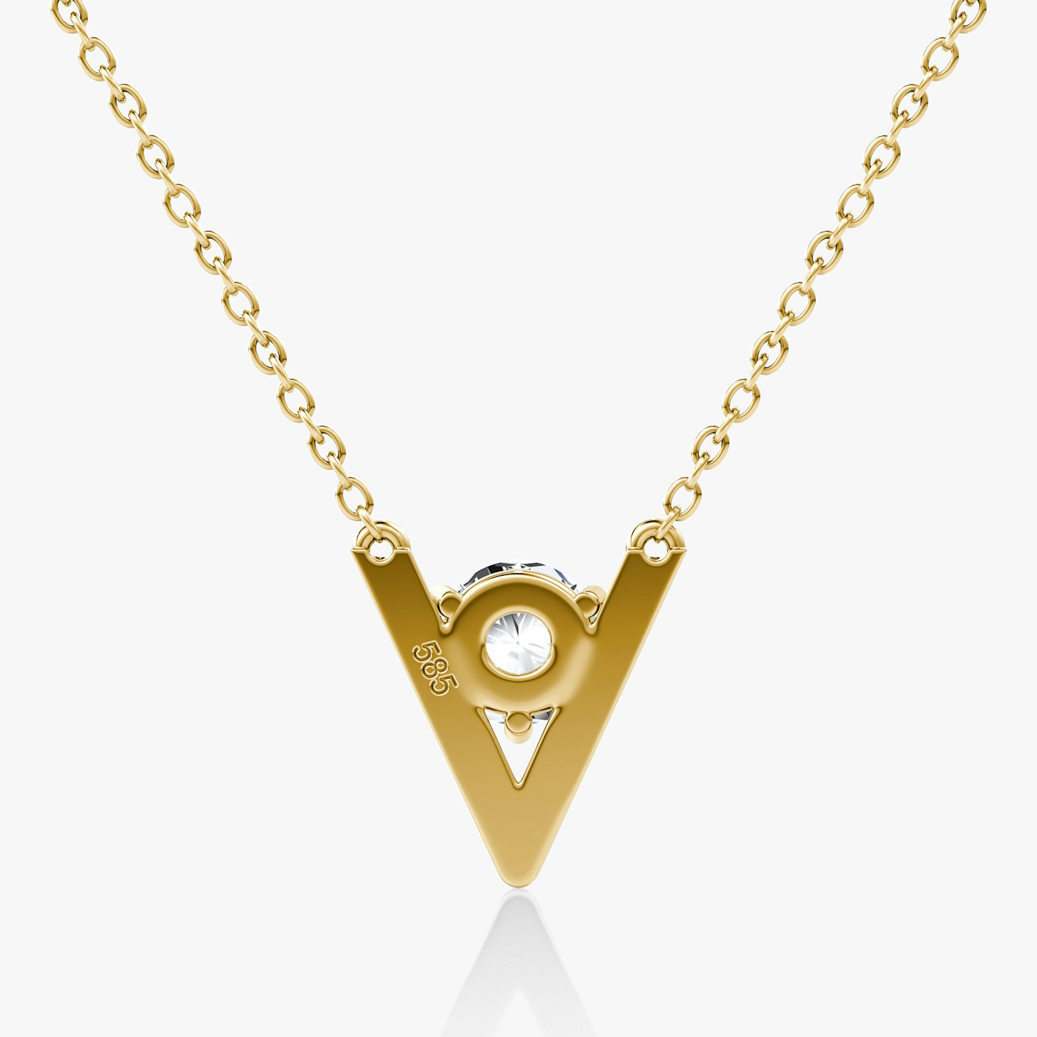 VRAI V Solitaire Necklace | Round Brilliant | 14k | Yellow Gold | caratWeight: 0.75ct