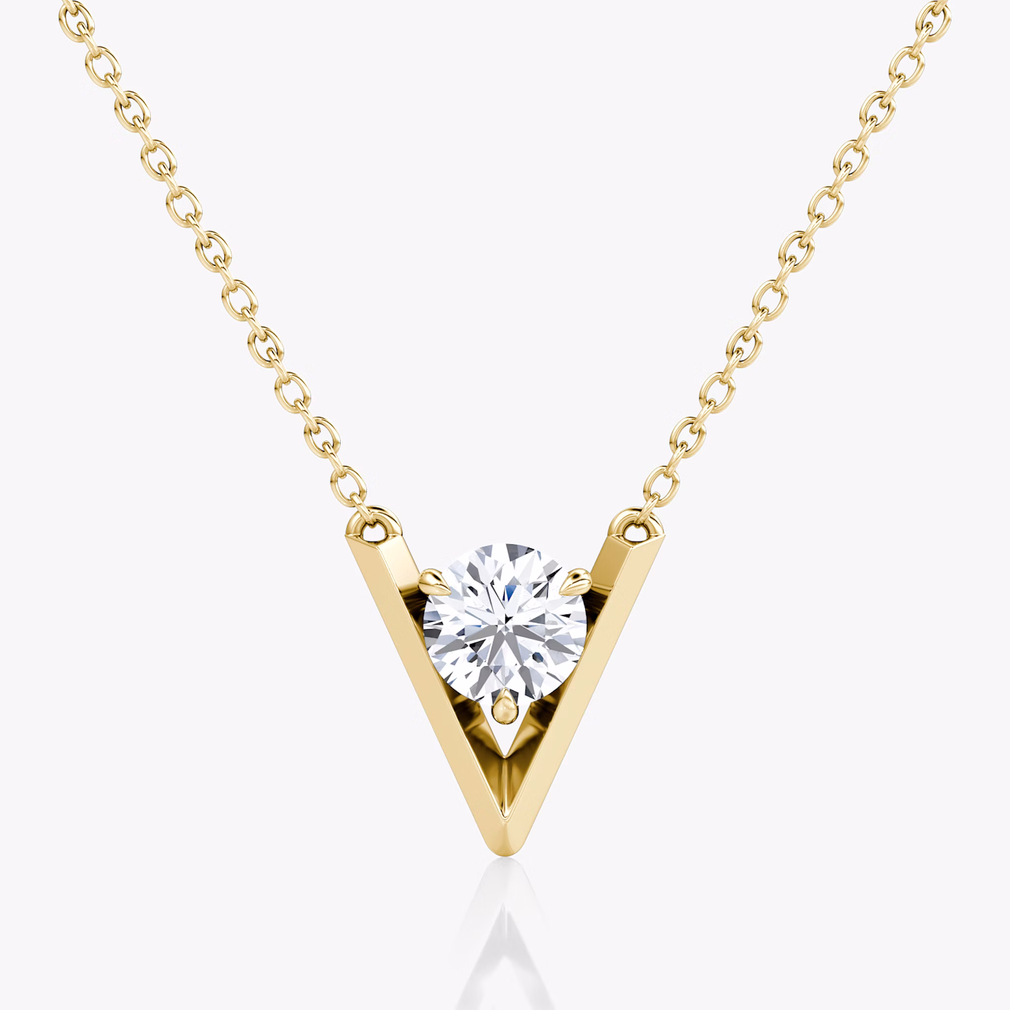 VRAI V Solitaire Necklace | Round Brilliant | 14k | Yellow Gold | caratWeight: 0.75ct