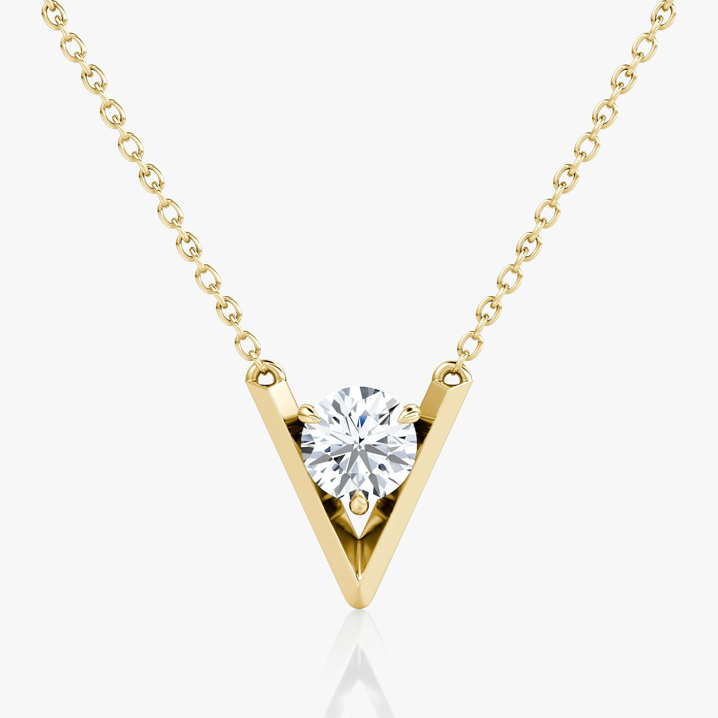 VRAI V Solitaire Necklace | Round Brilliant | 14k | Yellow Gold | caratWeight: 0.75ct