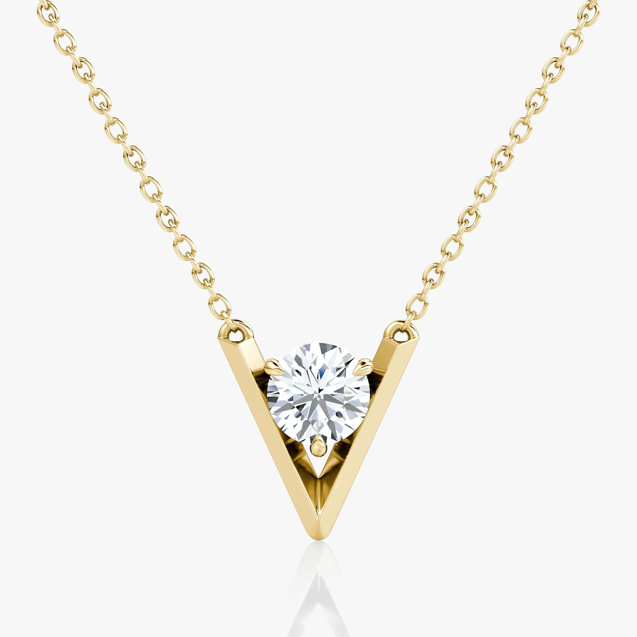 VRAI V Solitaire Necklace | Round Brilliant | 14k | Yellow Gold | caratWeight: 0.75ct