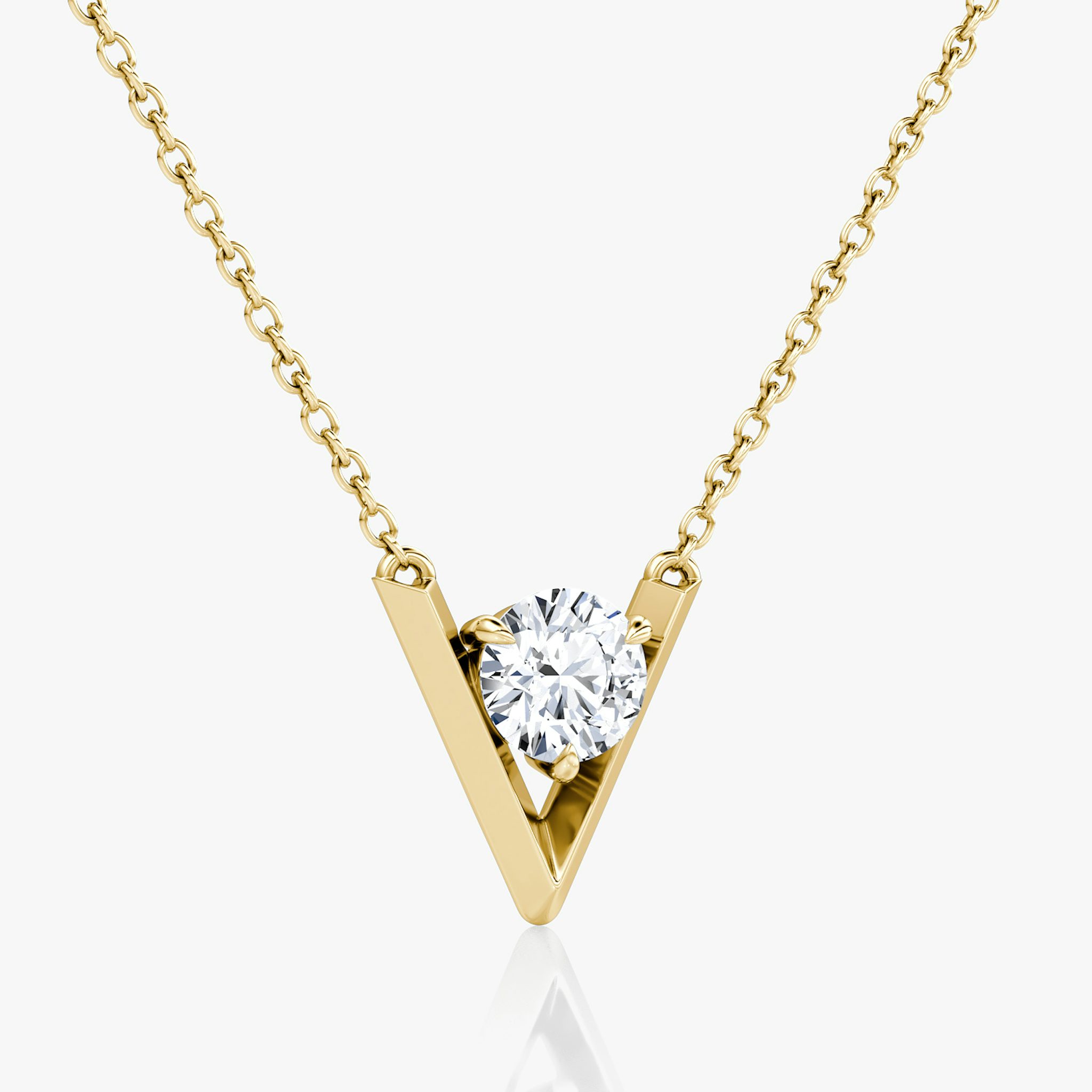 VRAI V Solitaire Necklace | Round Brilliant | 14k | Yellow Gold | caratWeight: 0.75ct