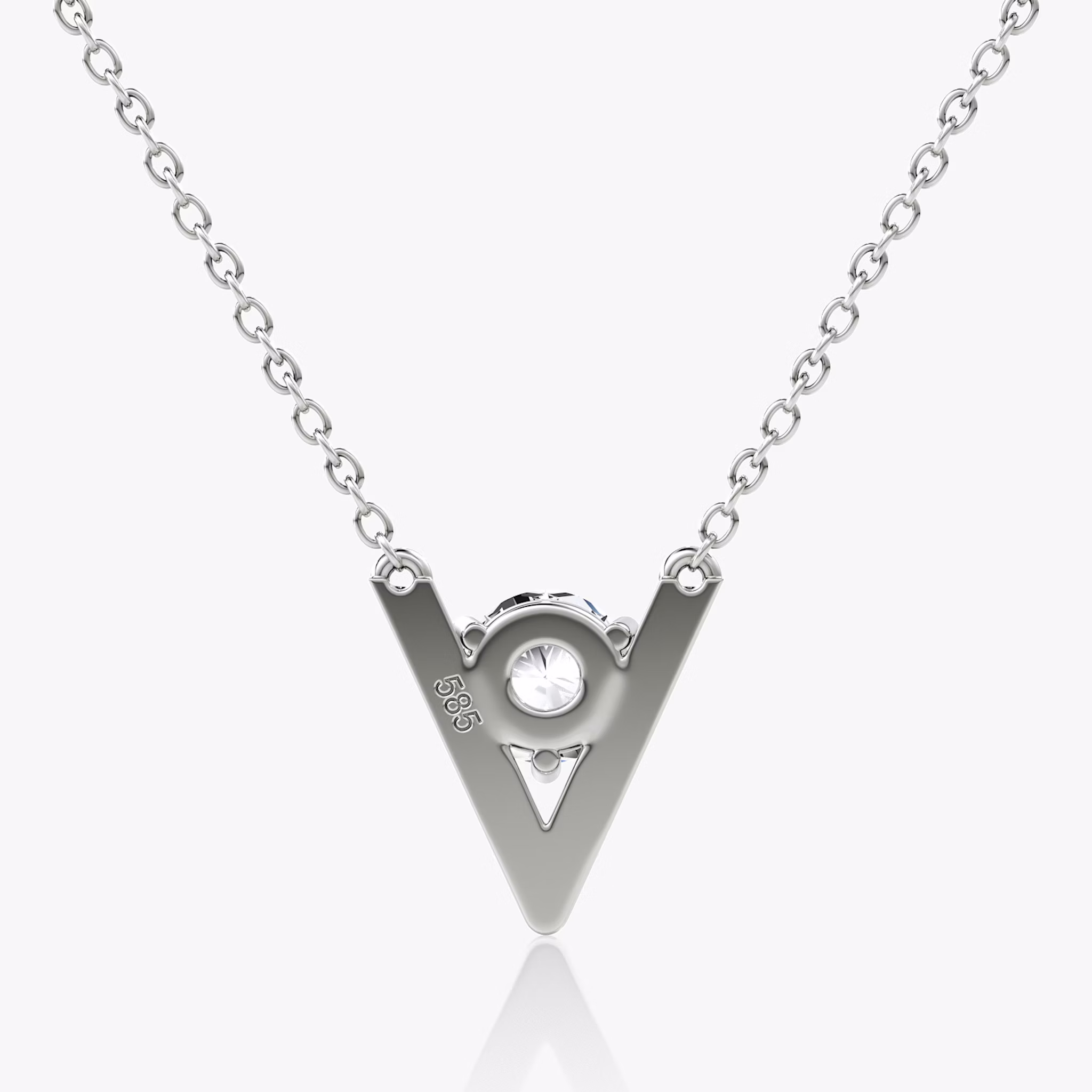 VRAI V Solitaire Necklace | Round Brilliant | 14k | White Gold | caratWeight: 0.75ct