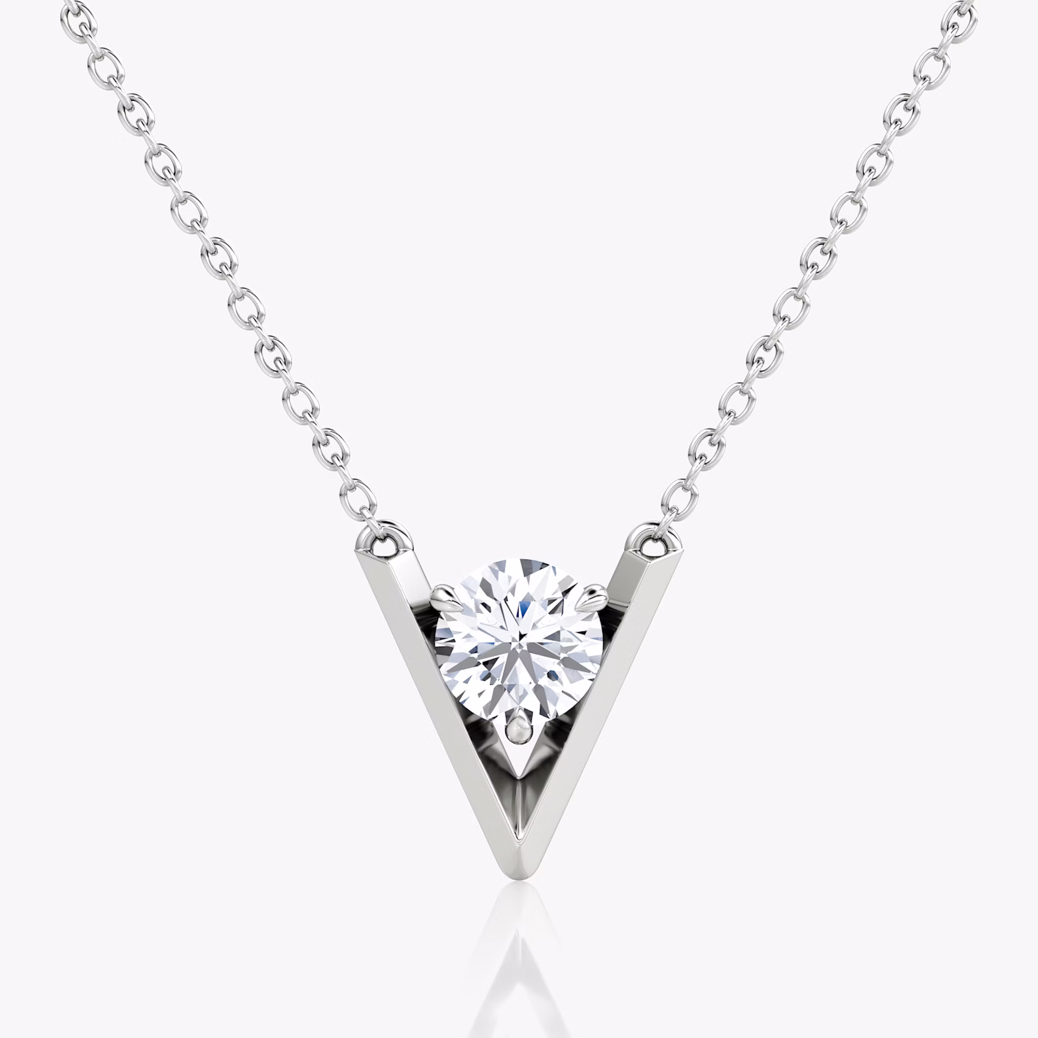 VRAI V Solitaire Necklace | Round Brilliant | 14k | White Gold | caratWeight: 0.75ct
