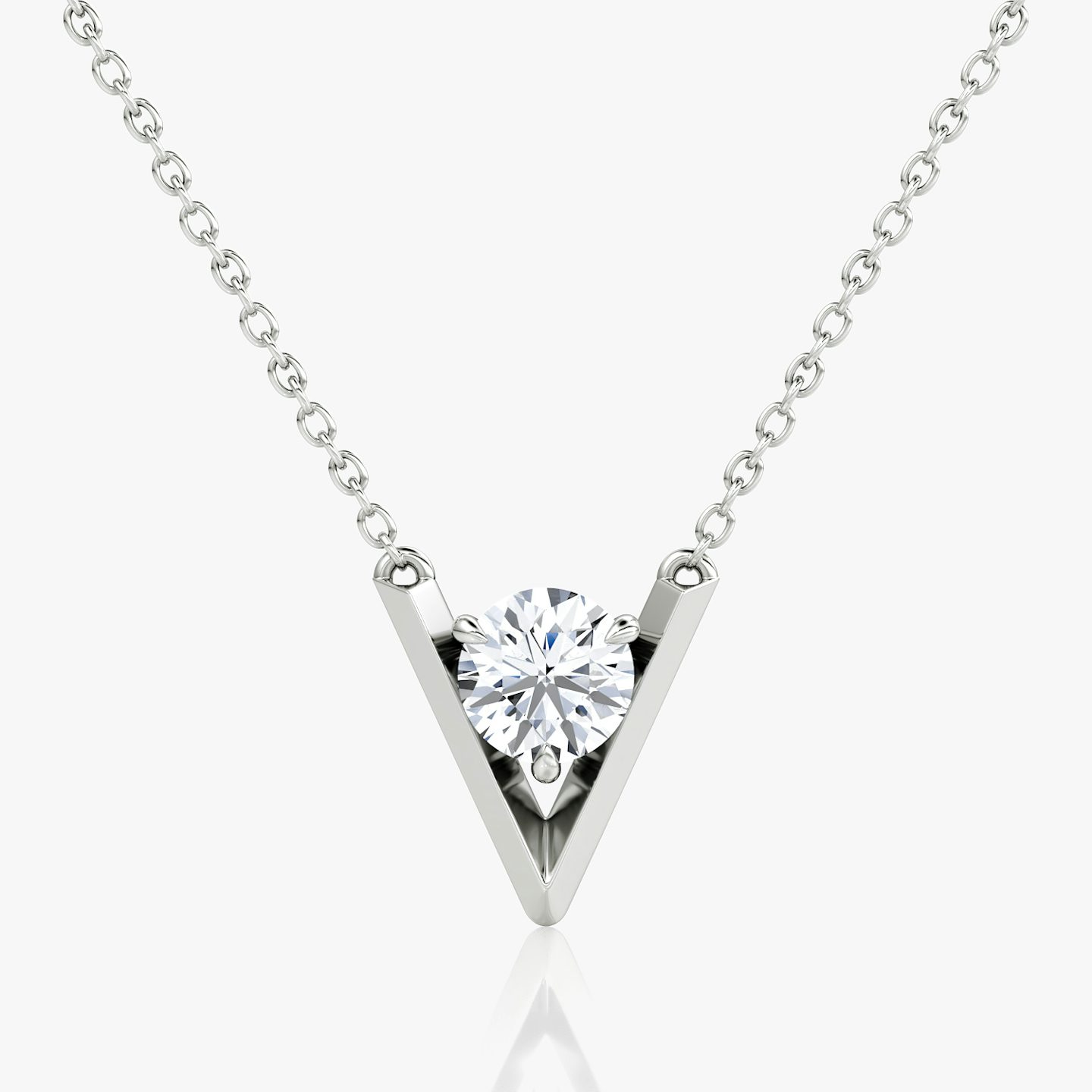 VRAI V Solitaire Necklace | Round Brilliant | 14k | White Gold | caratWeight: 0.75ct