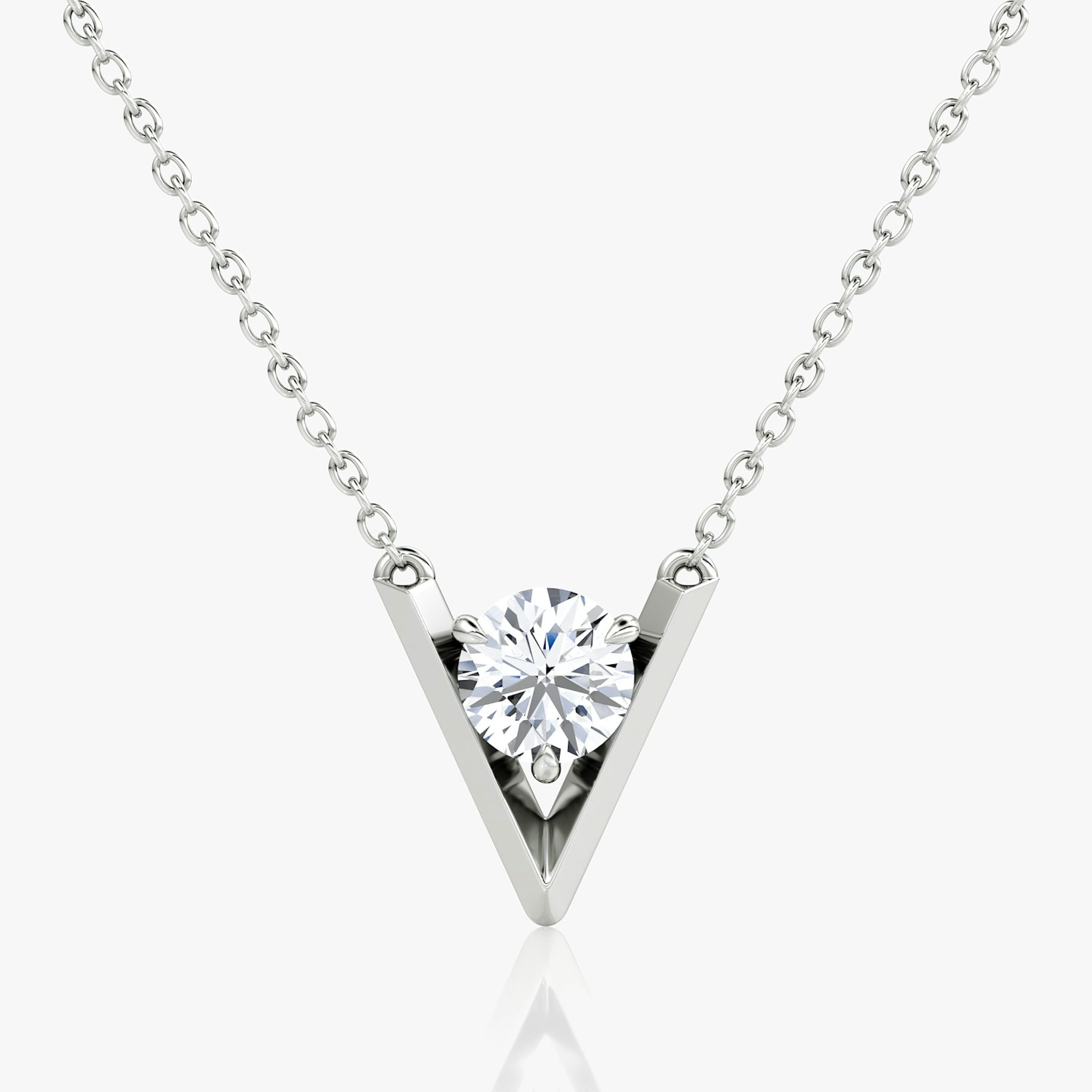 VRAI V Solitaire Necklace | Round Brilliant | 14k | White Gold | caratWeight: 0.75ct