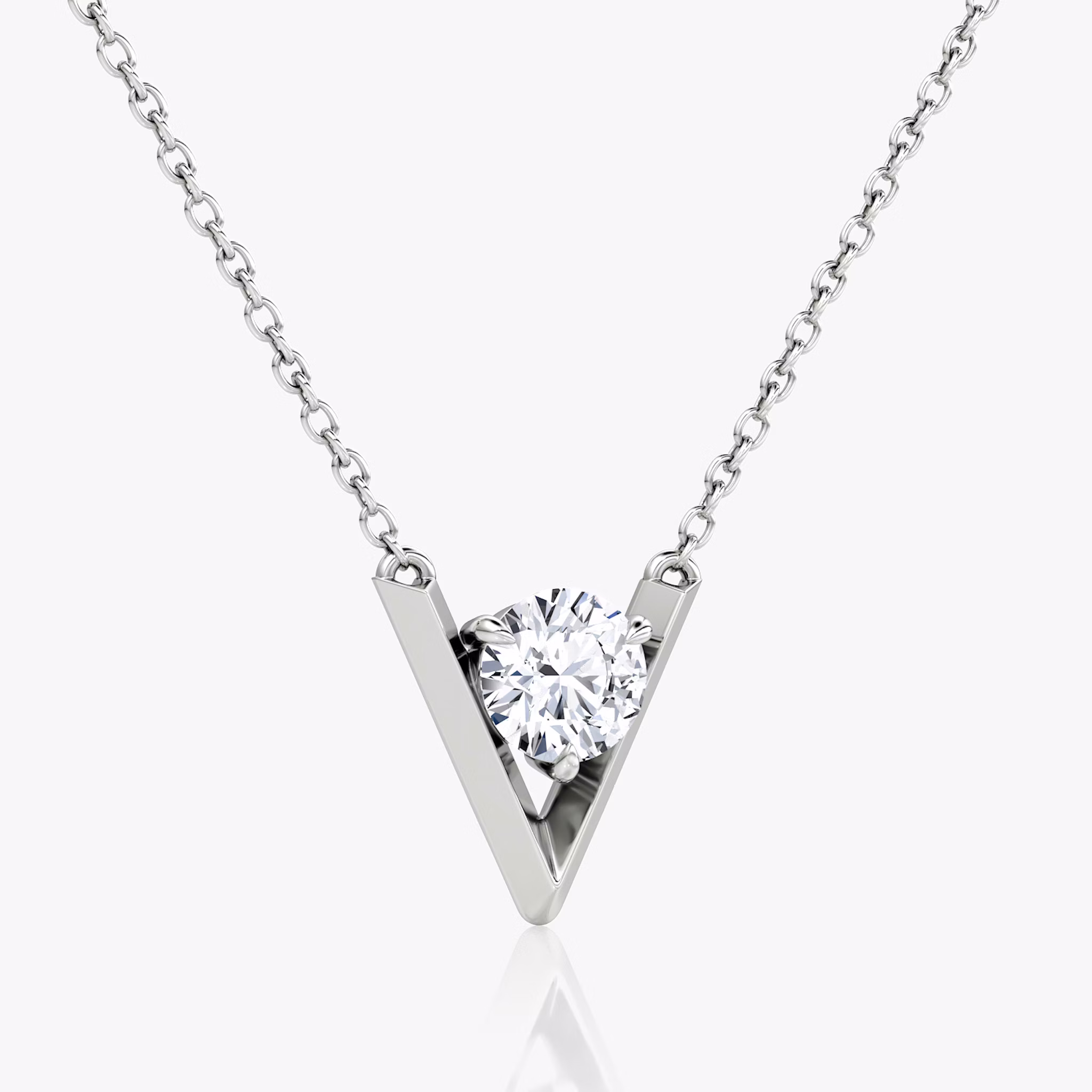 VRAI V Solitaire Necklace | Round Brilliant | 14k | White Gold | caratWeight: 0.75ct
