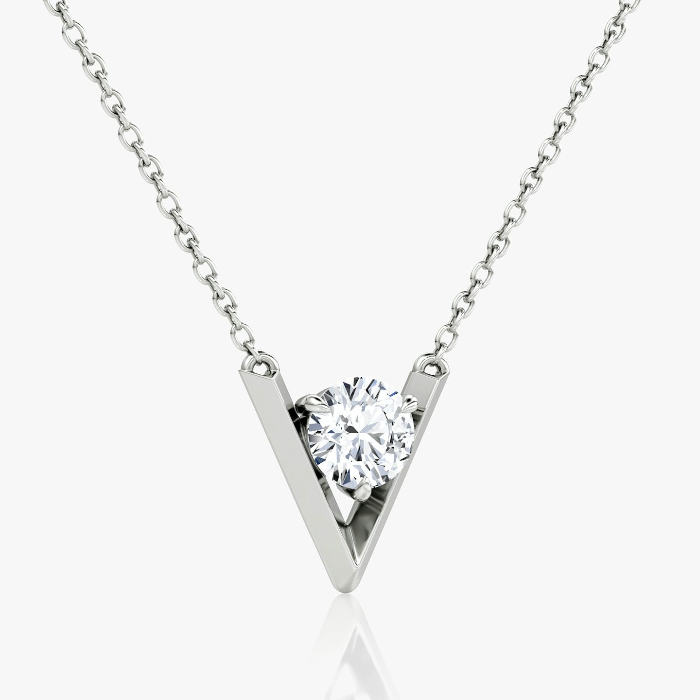 VRAI V Solitaire Necklace | Round Brilliant | 14k | White Gold | caratWeight: 0.75ct