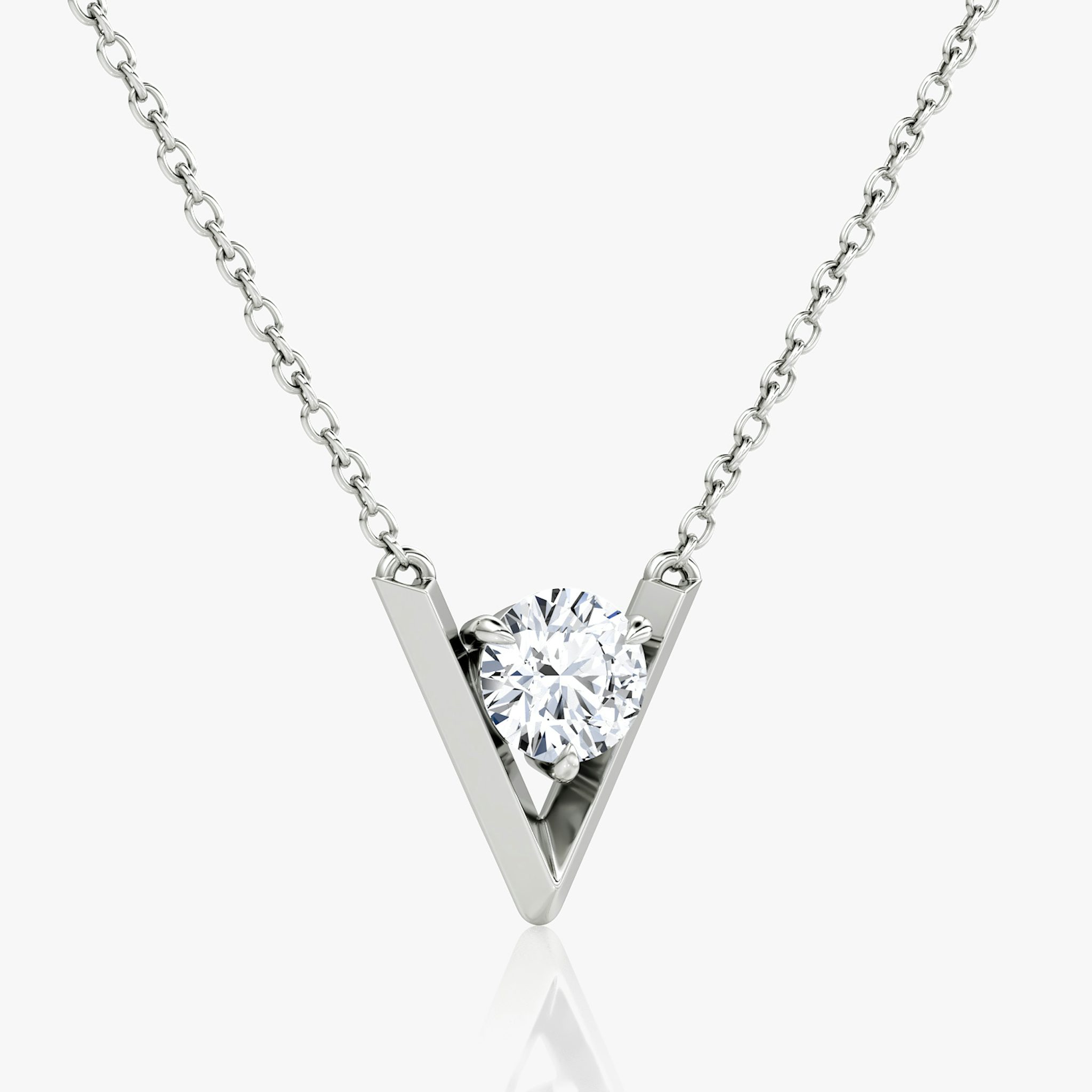 VRAI V Solitaire Necklace | Round Brilliant | 14k | White Gold | caratWeight: 0.75ct