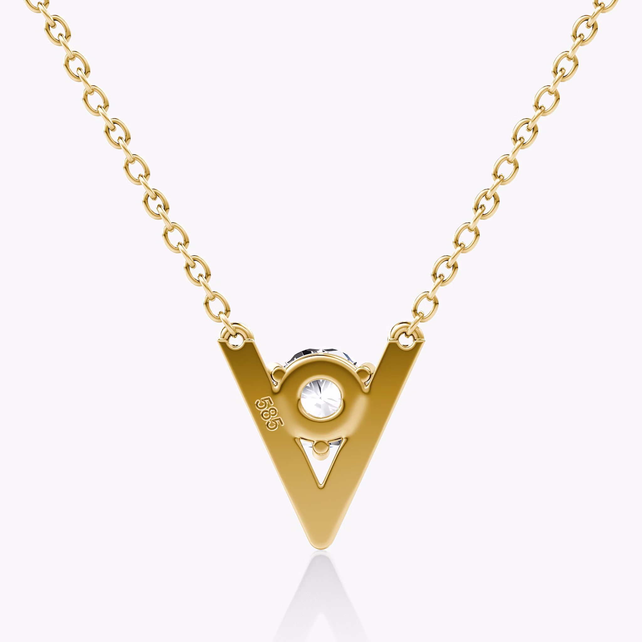 VRAI V Solitaire Necklace | Round Brilliant | 14k | Yellow Gold | caratWeight: 0.50ct