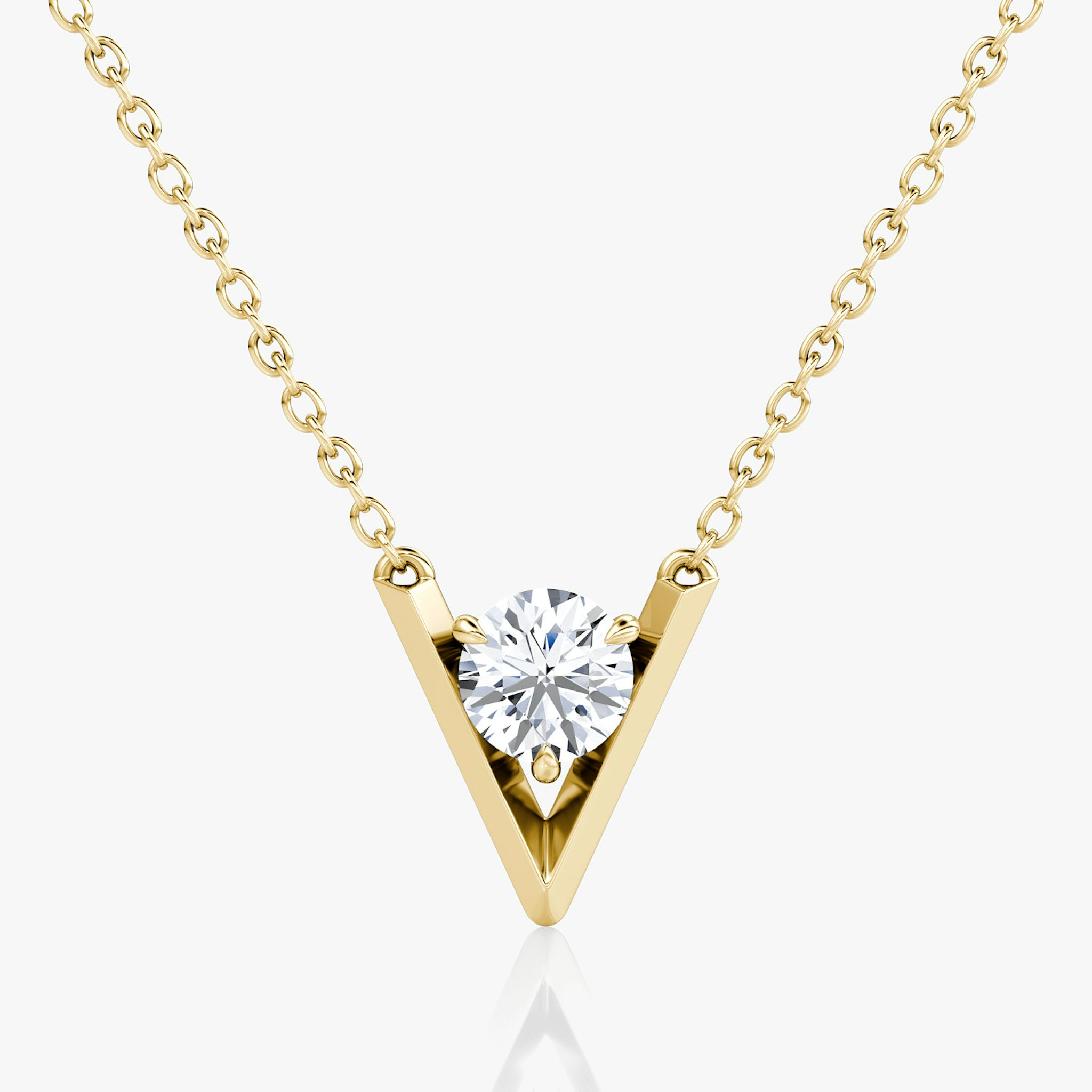 VRAI V Solitaire Necklace | Round Brilliant | 14k | Yellow Gold | caratWeight: 0.50ct