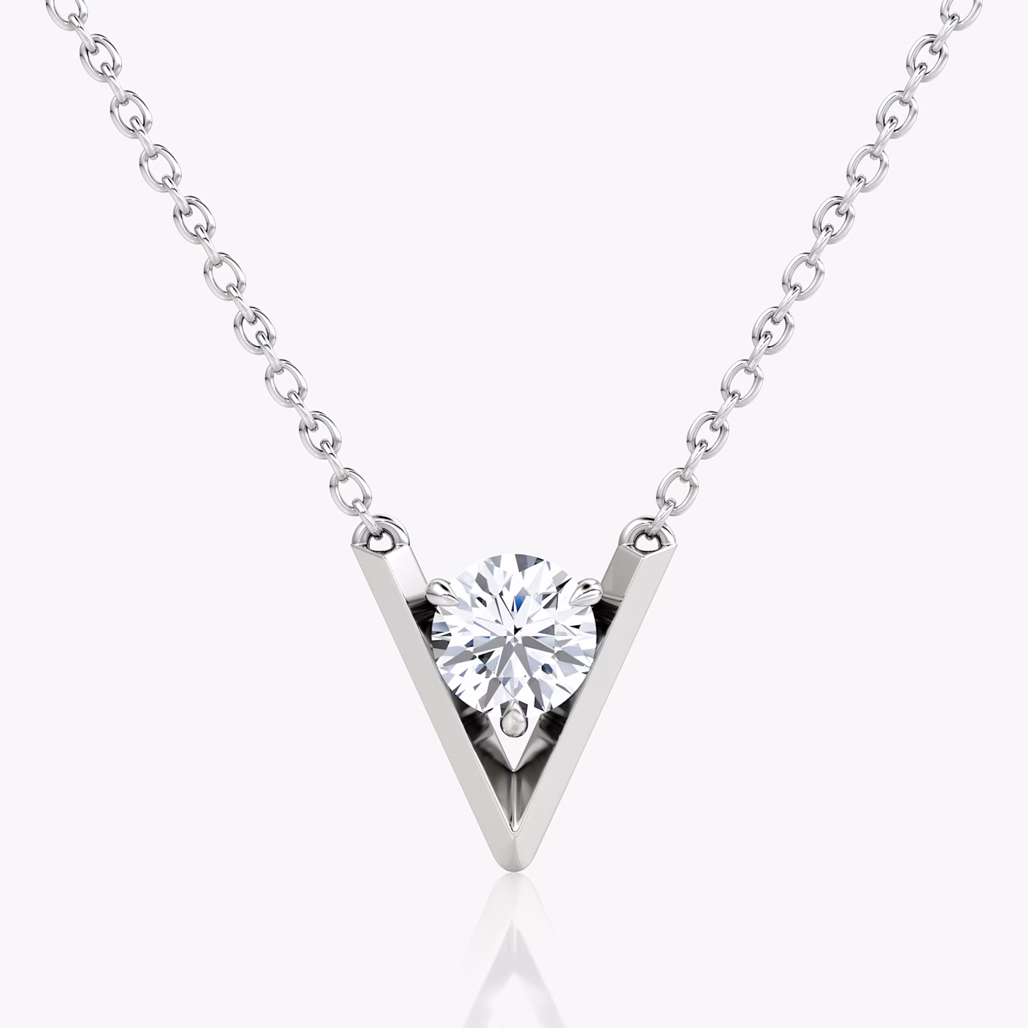 VRAI V Solitaire Necklace | Round Brilliant | 14k | White Gold | caratWeight: 0.50ct