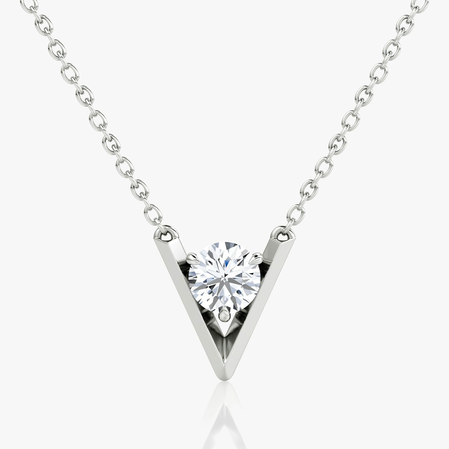 VRAI V Solitaire Necklace | Round Brilliant | 14k | White Gold | caratWeight: 0.50ct