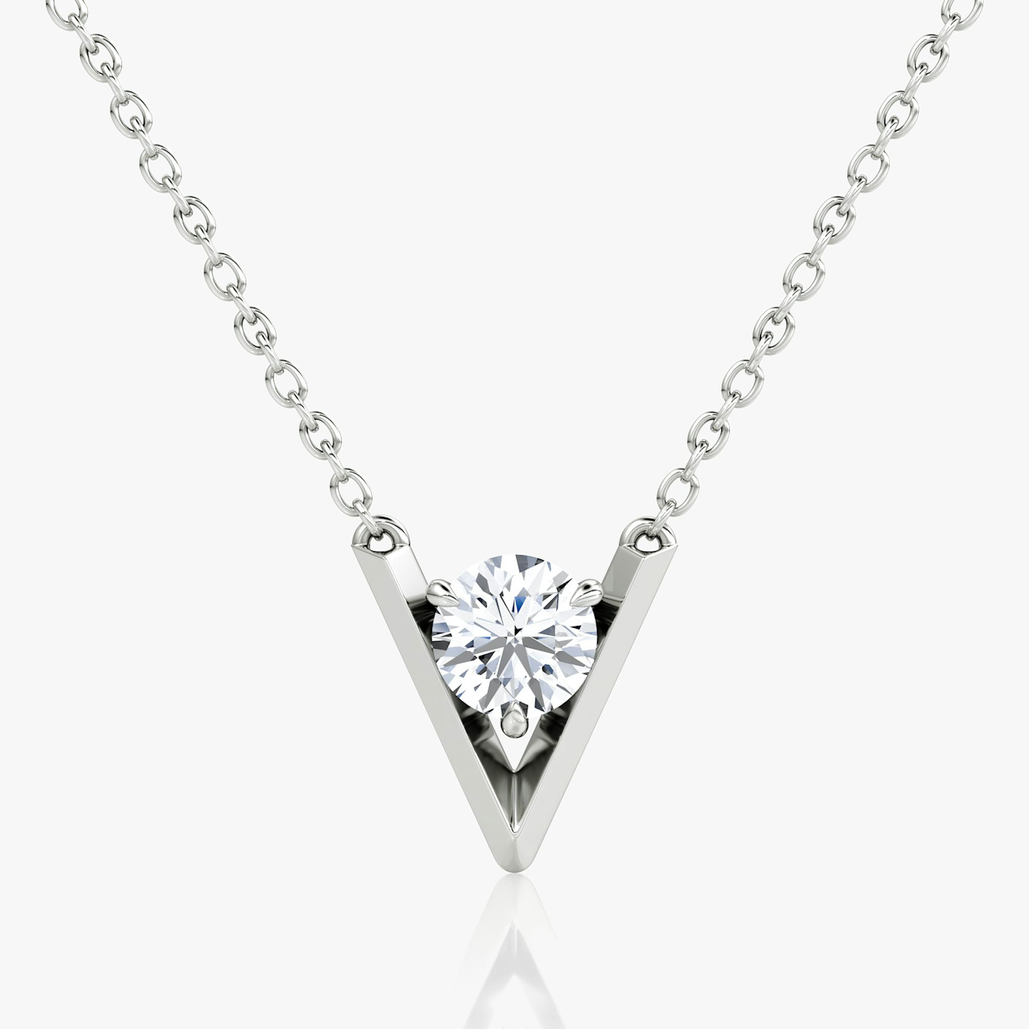 VRAI V Solitaire Necklace | Round Brilliant | 14k | White Gold | caratWeight: 0.50ct