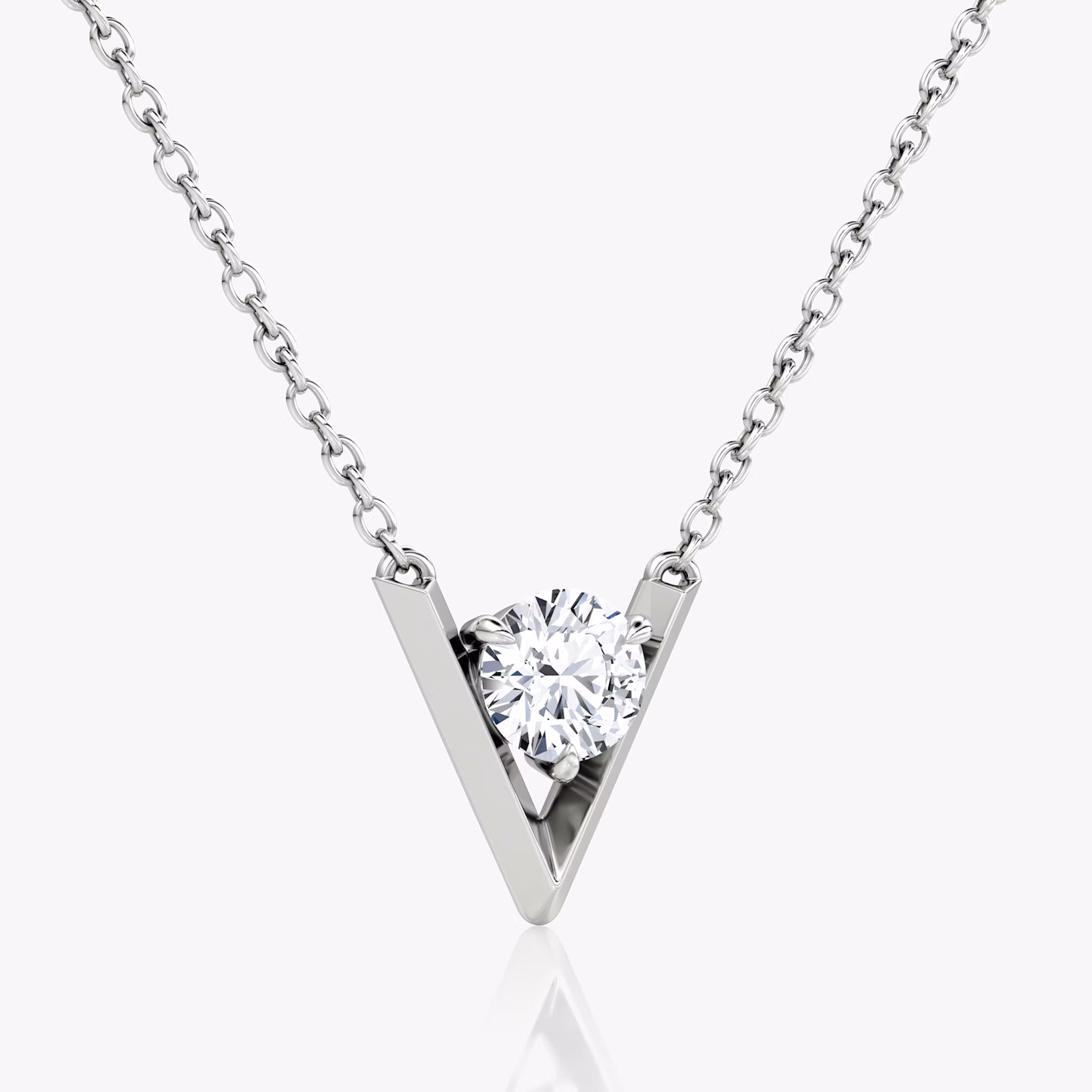 VRAI V Solitaire Necklace | Round Brilliant | 14k | White Gold | caratWeight: 0.50ct