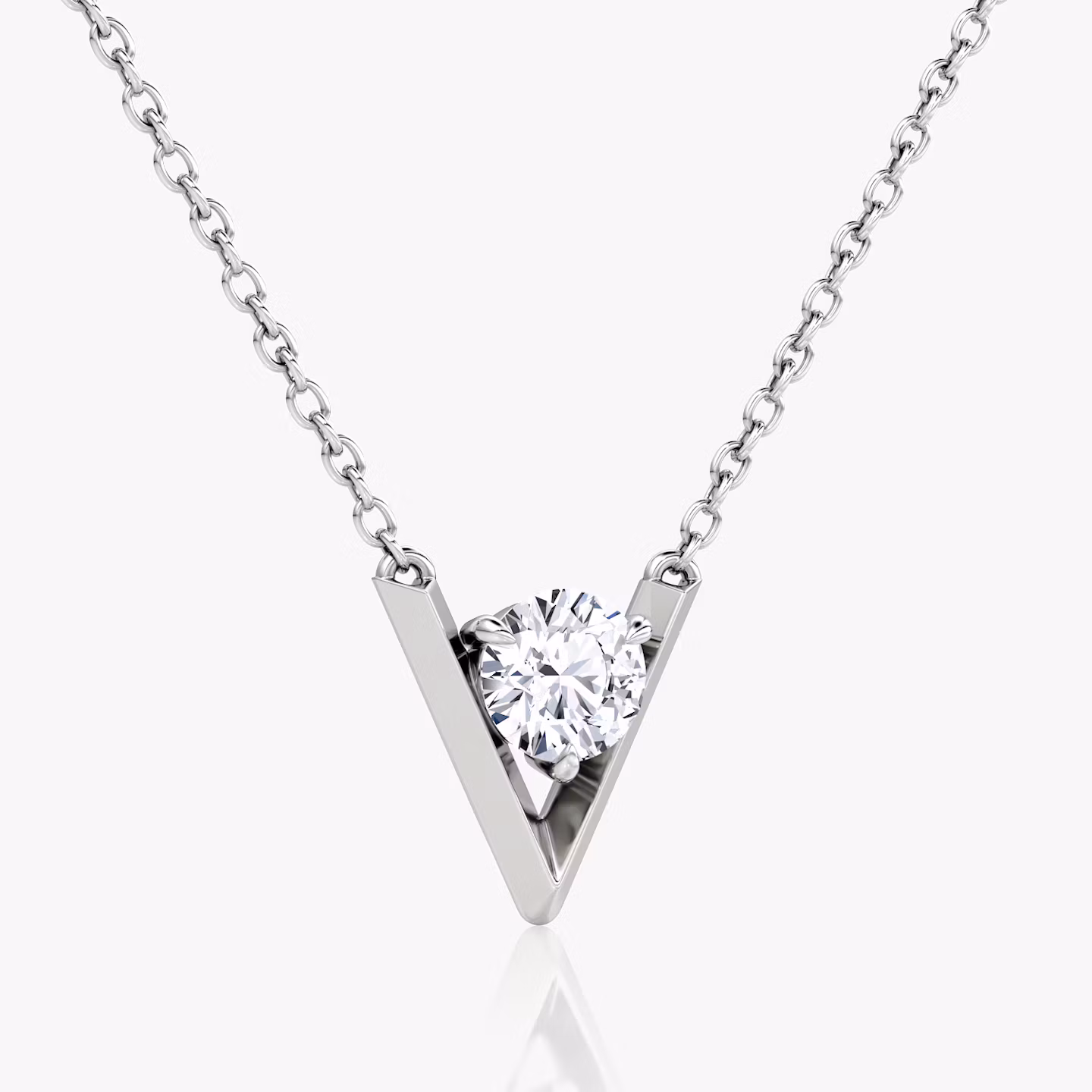 VRAI V Solitaire Necklace | Round Brilliant | 14k | White Gold | caratWeight: 0.50ct
