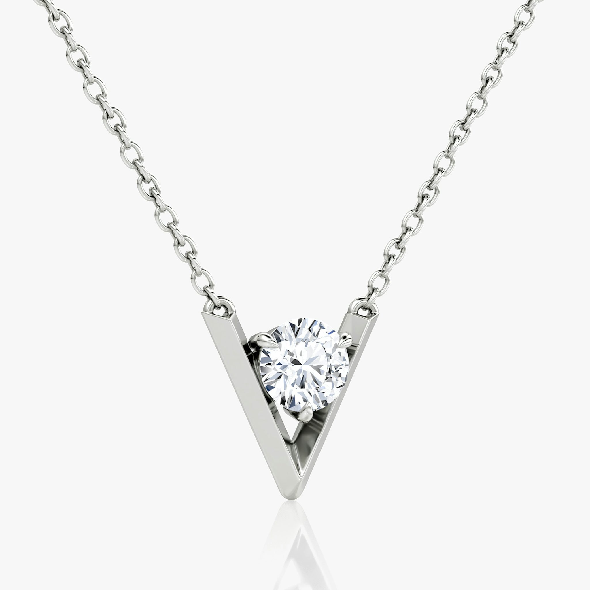 VRAI V Solitaire Necklace | Round Brilliant | 14k | White Gold | caratWeight: 0.50ct